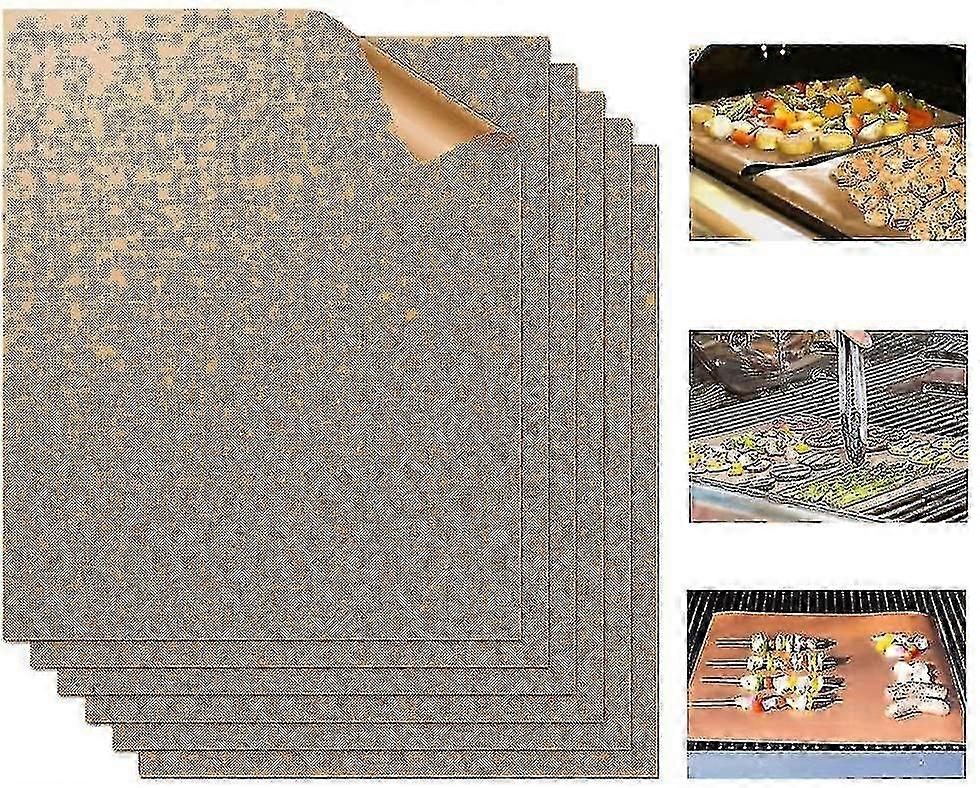 Set of 6 Non-Stick BBQ Grill Mats Heavy Duty, Reusable, and 100% Non-Stick _SZXM