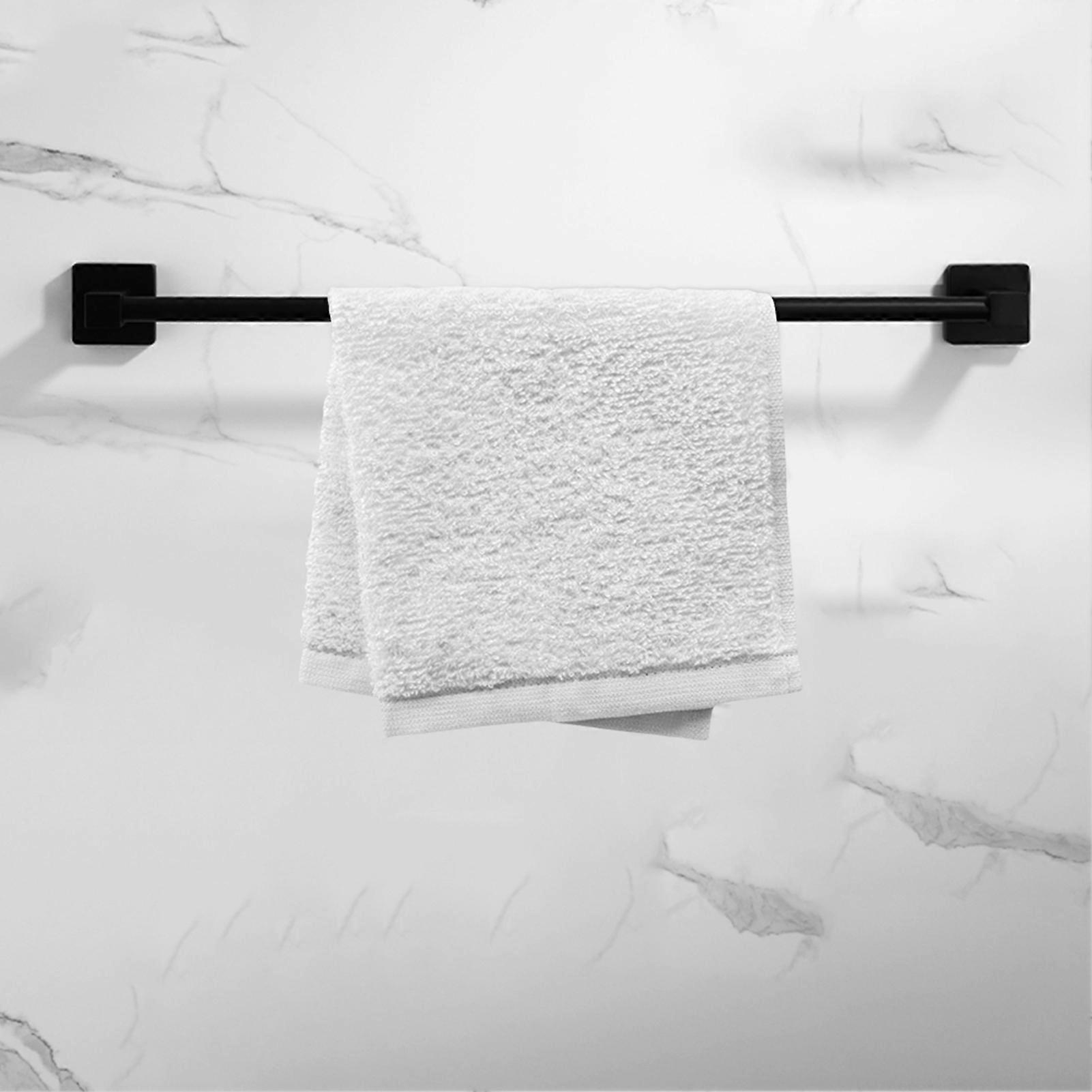 Black Wall-Mounted Aluminum Towel Rack for Bathroom Storage