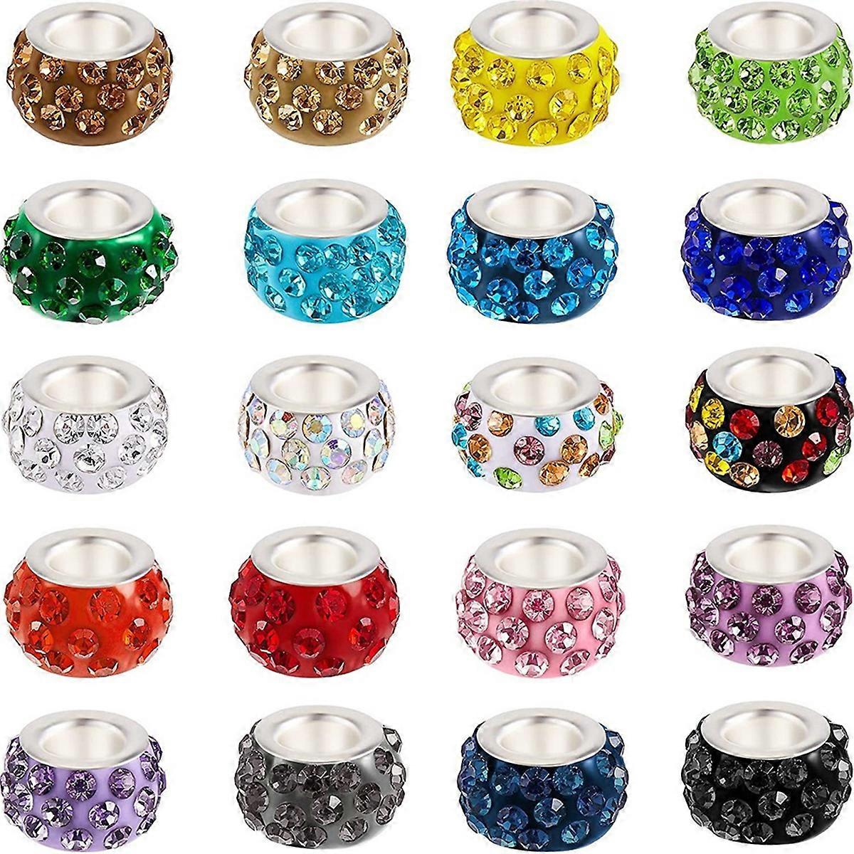 120pcs Large Hole Beads Rhinestone Beads for Pens Making 12mm Crystal Charm for Pens Jewelry Making