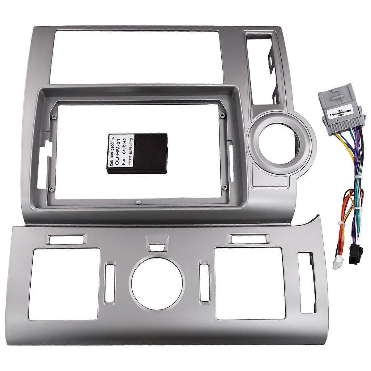 For Car Frame Fascia Adapter Canbus Box Decoder Android Radio Dashboard Fitting Panel Wire Harness Kit Silver