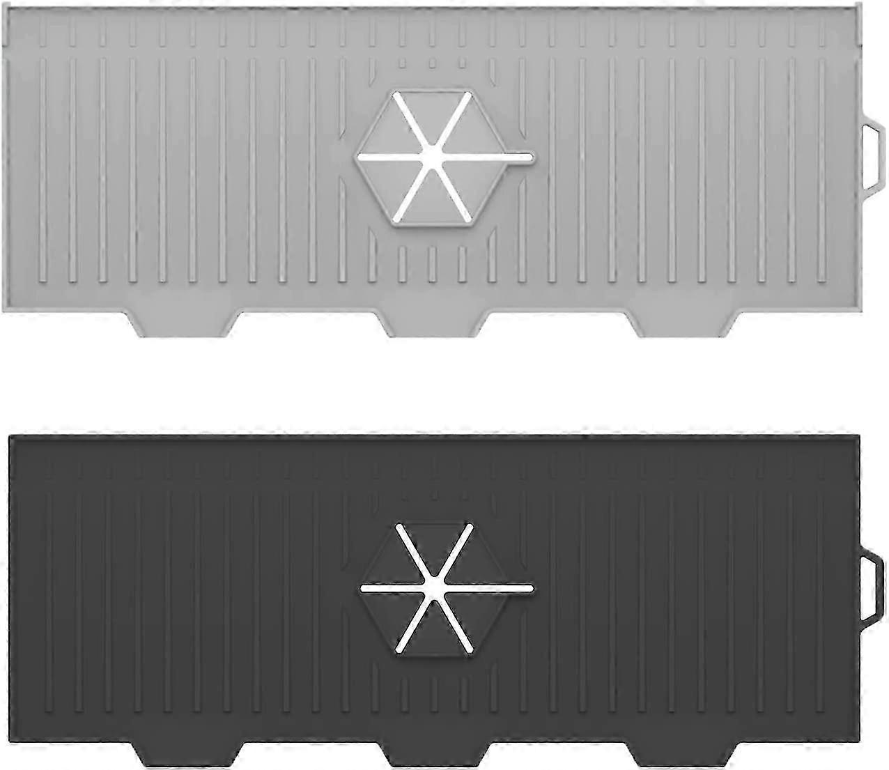 Kitchen Sink Silicone Faucet Handle Drip Mat-Black and Grey