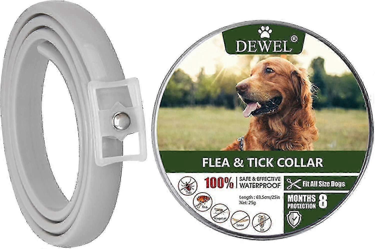 طوق القراد الطبيعي للكلاب والقطط ، طوق حماية من البراغيث والعث مقاوم للماء ، طوق مضاد للطفيليات للسلالات الكبيرة ، 63.5 سم