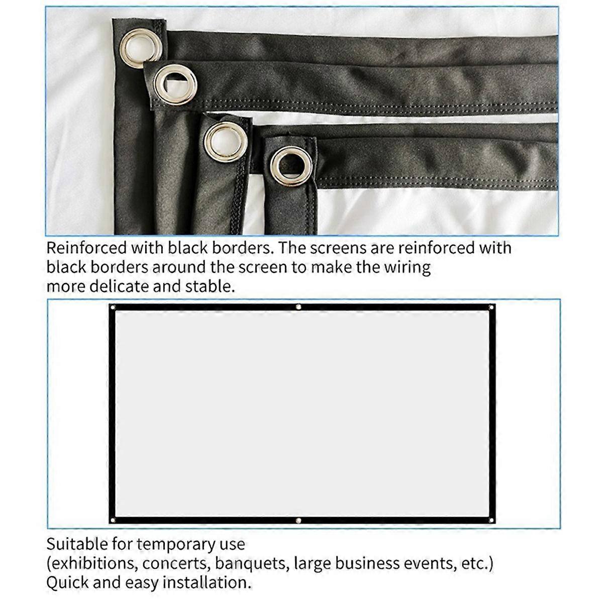 Projector Screen for Home Theater White Foldable Anti-Crease(100Inch)