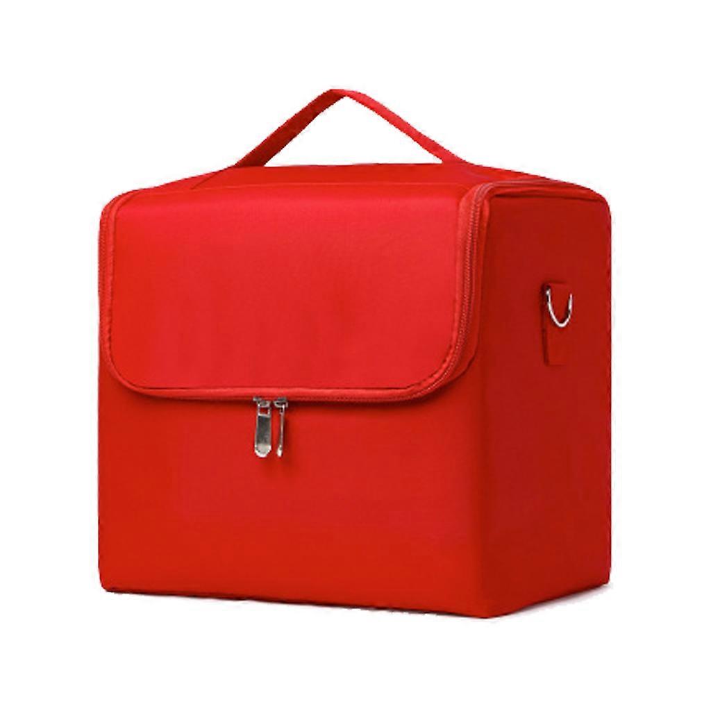 Makeup Bag Hand-held Large Capacity Multi-layer Manicure Hairdressing Tool Kit Red