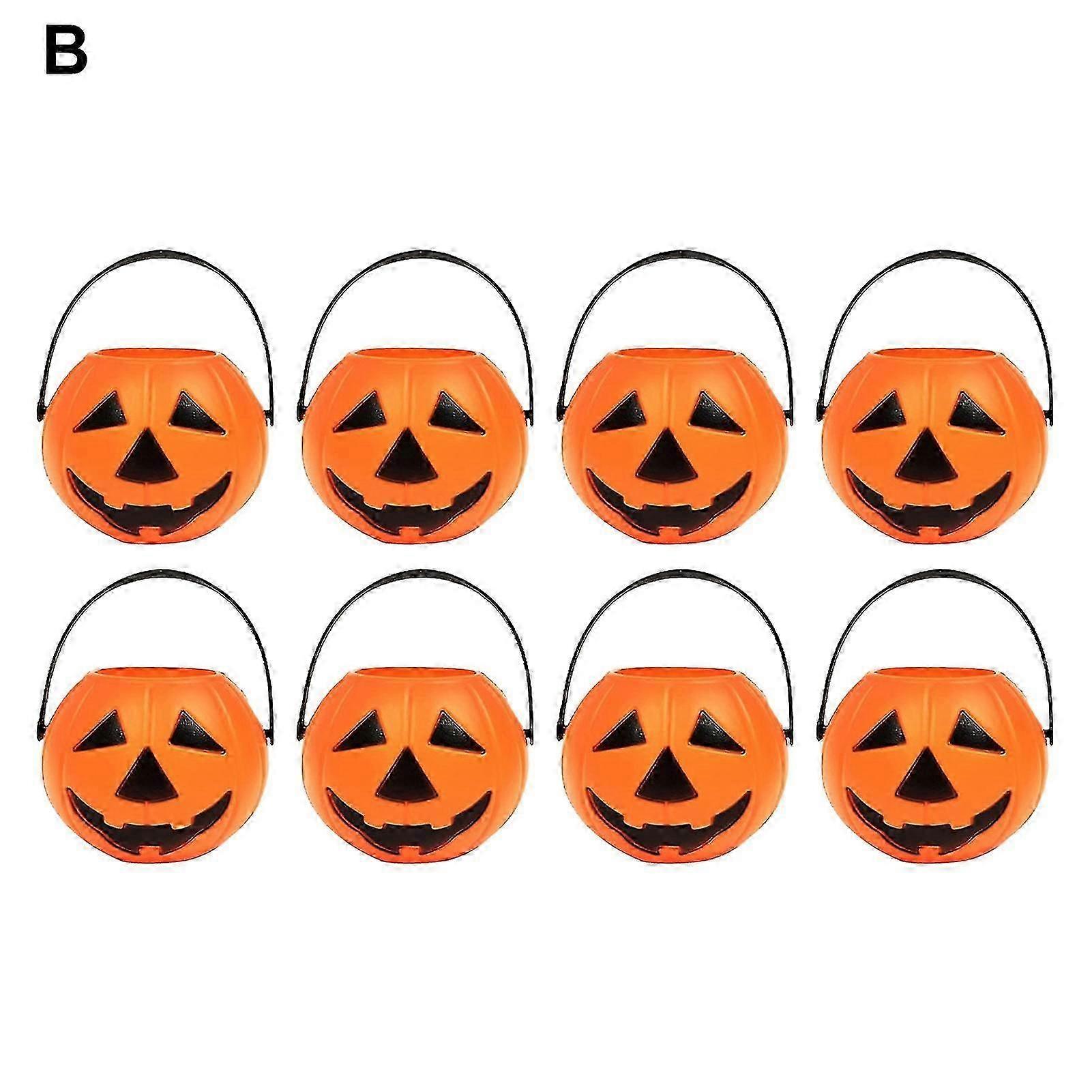 8 قطع جذابة الحلوى دلو مقبض تصميم PC شكل اليقطين المدمجة المحمولة حامل التخزين للمهرجان