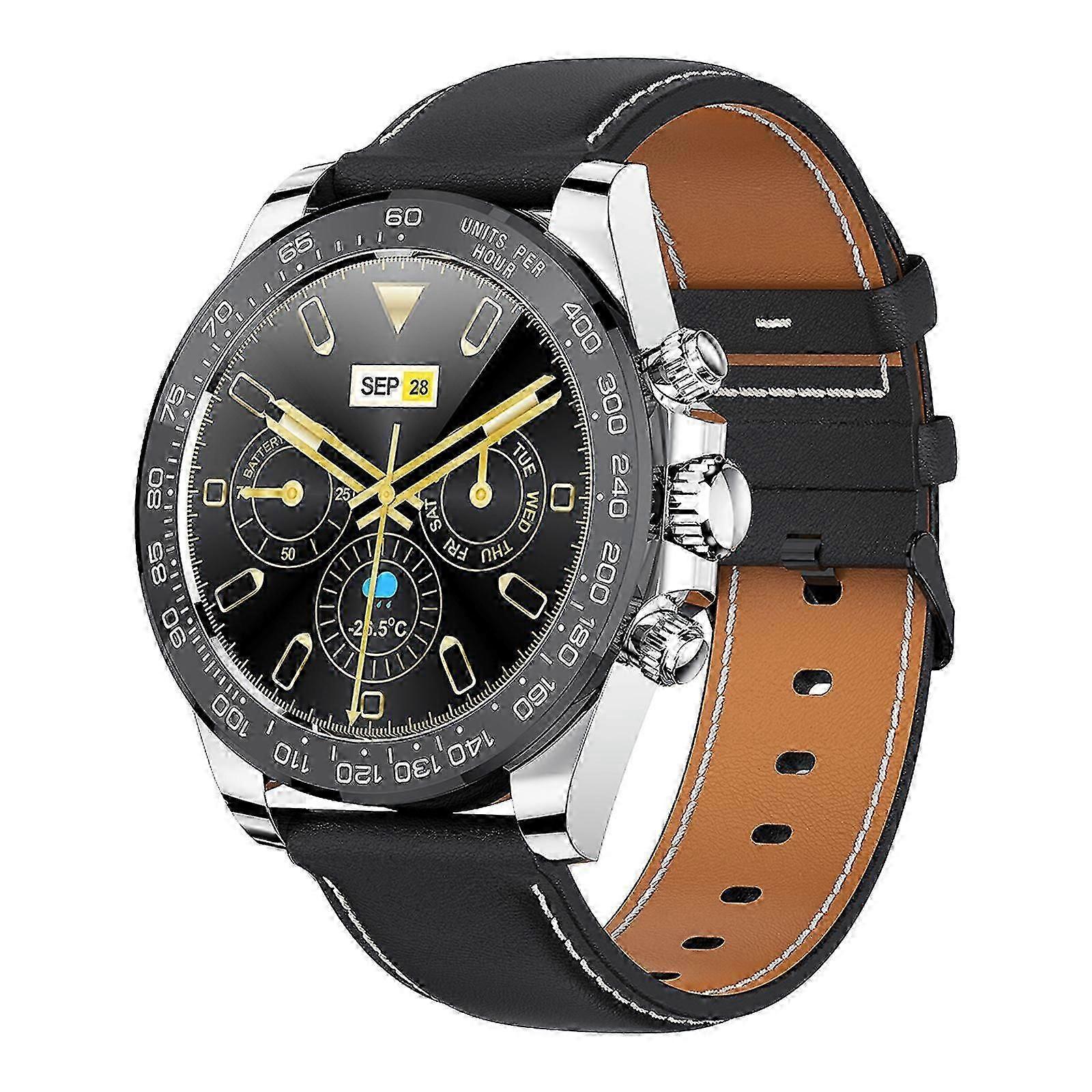 Smart Watch Bluetooth Calling Body Temperature Measure Health Monitoring Leather Strap Sports Tracking Smart Bracelet -