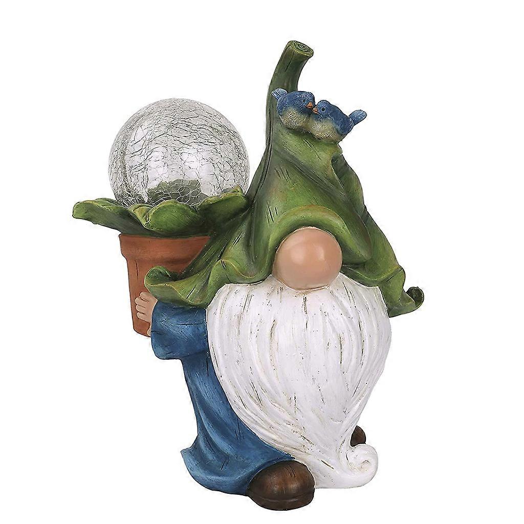 Garden Gnome Statue Resin Figurine with Solar LED Lights Outdoor Winter Decorations Patio Yard Lawn Porch Ornament Gift