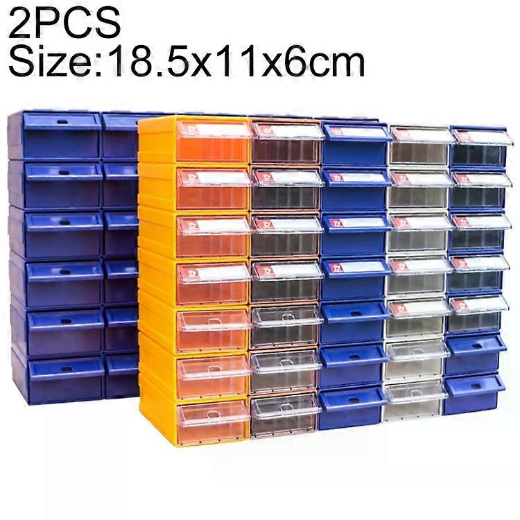 Plastic Component Storage Box-2 PCS Thickened Drawer Organizer,18.5cm x 11cm x 6cm,Random Color Delivery