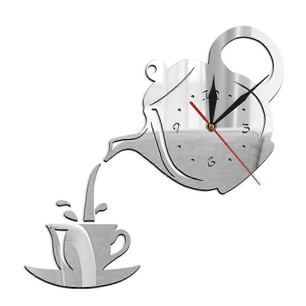 Modern Wall Clock for Kitchen Decor with Tea Kettle Hanging Watch Design