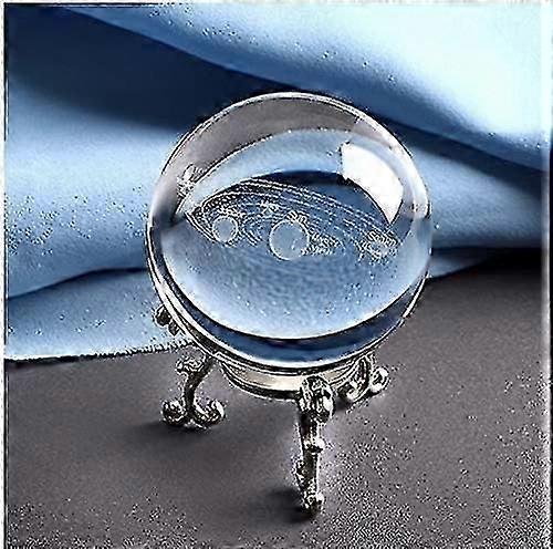 3D Solar System, Engraved Miniature Crystal Ball With Solar System Planets, Home And Offic