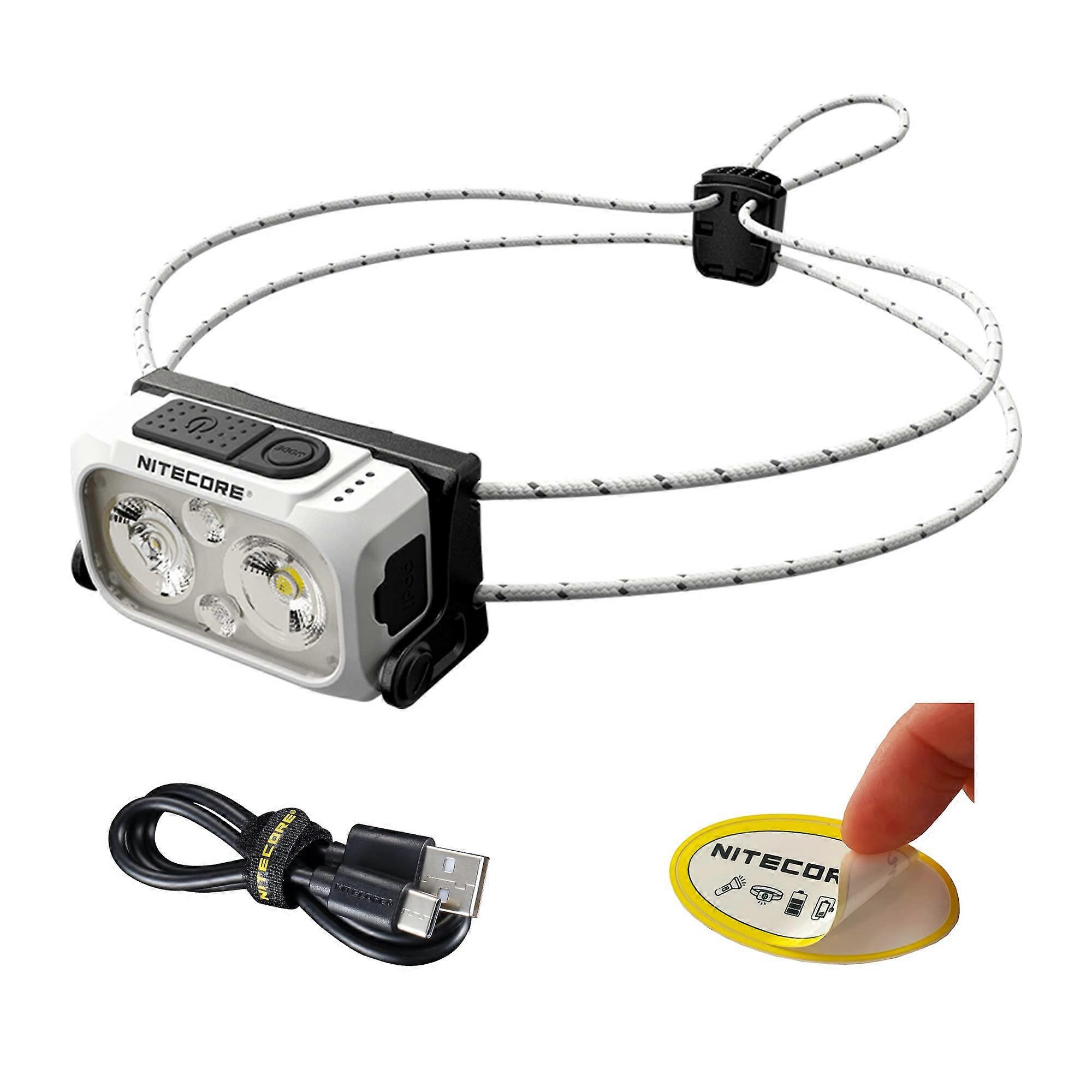 NU21 Running Headlamp, 360 Lumens Ultralight Rechargeable USB-C, White and Red LEDs, Includes Sticker