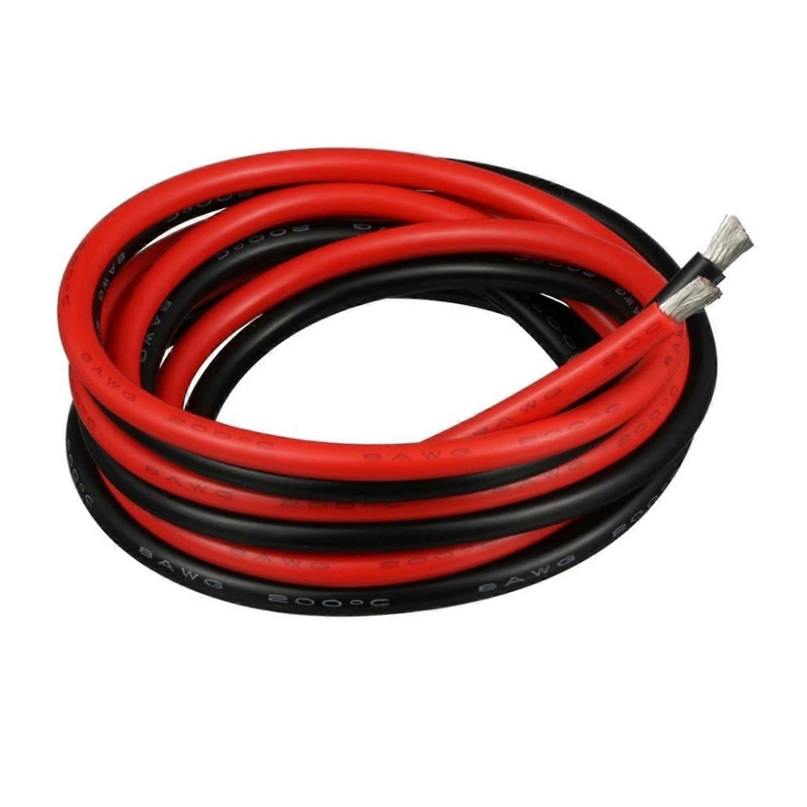 Electrical Wire 8 AWG 8.367mm2 Wire Cables 6 Meter [3m Black and 3m Ft Red] Soft and Flexible of Tinned Copper High Temperature Wire and Cable