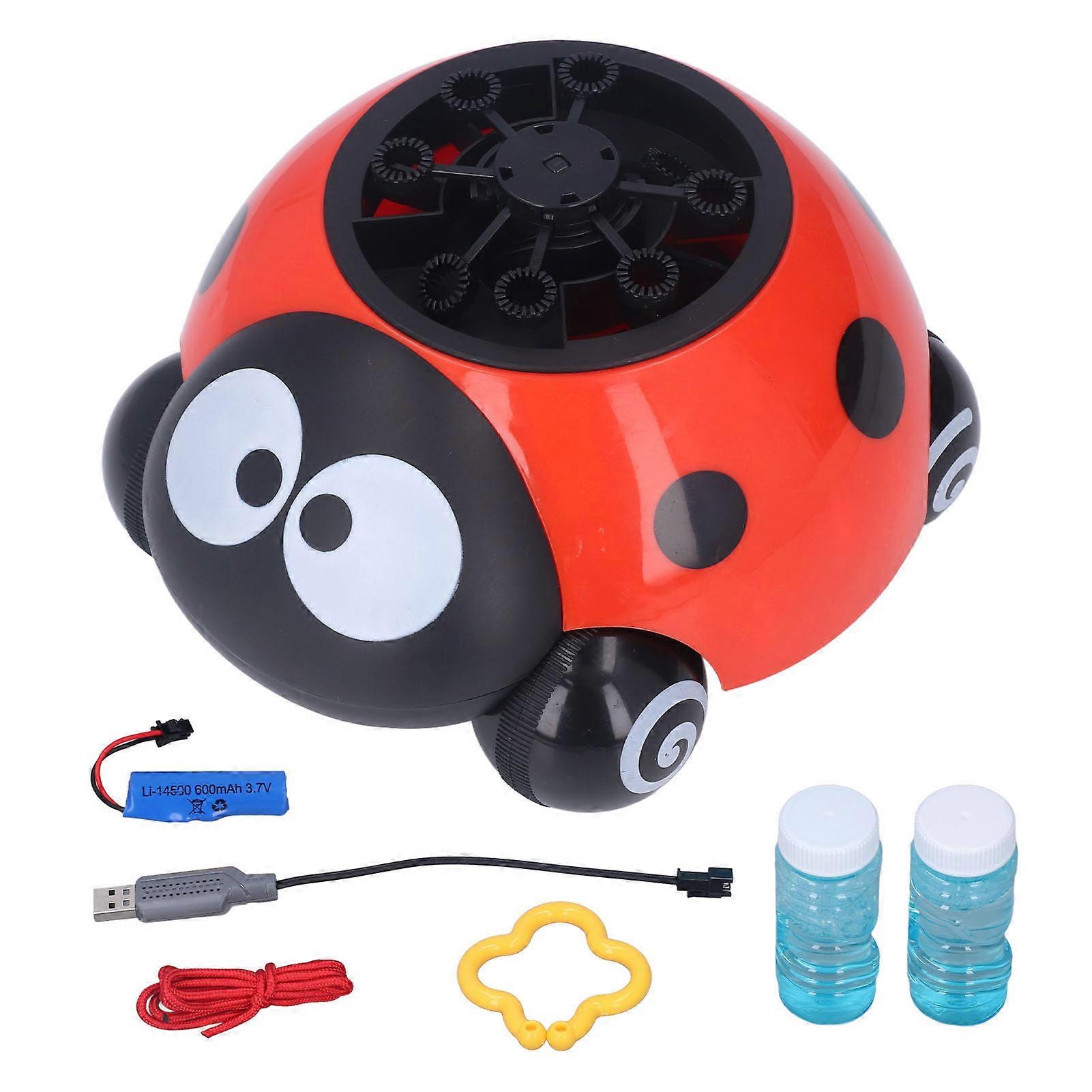 Kids Bubble Machine Red Coccinellidae Shaped Automatic Bubble Making Toys with 2pcs 50ml Bubble Solution