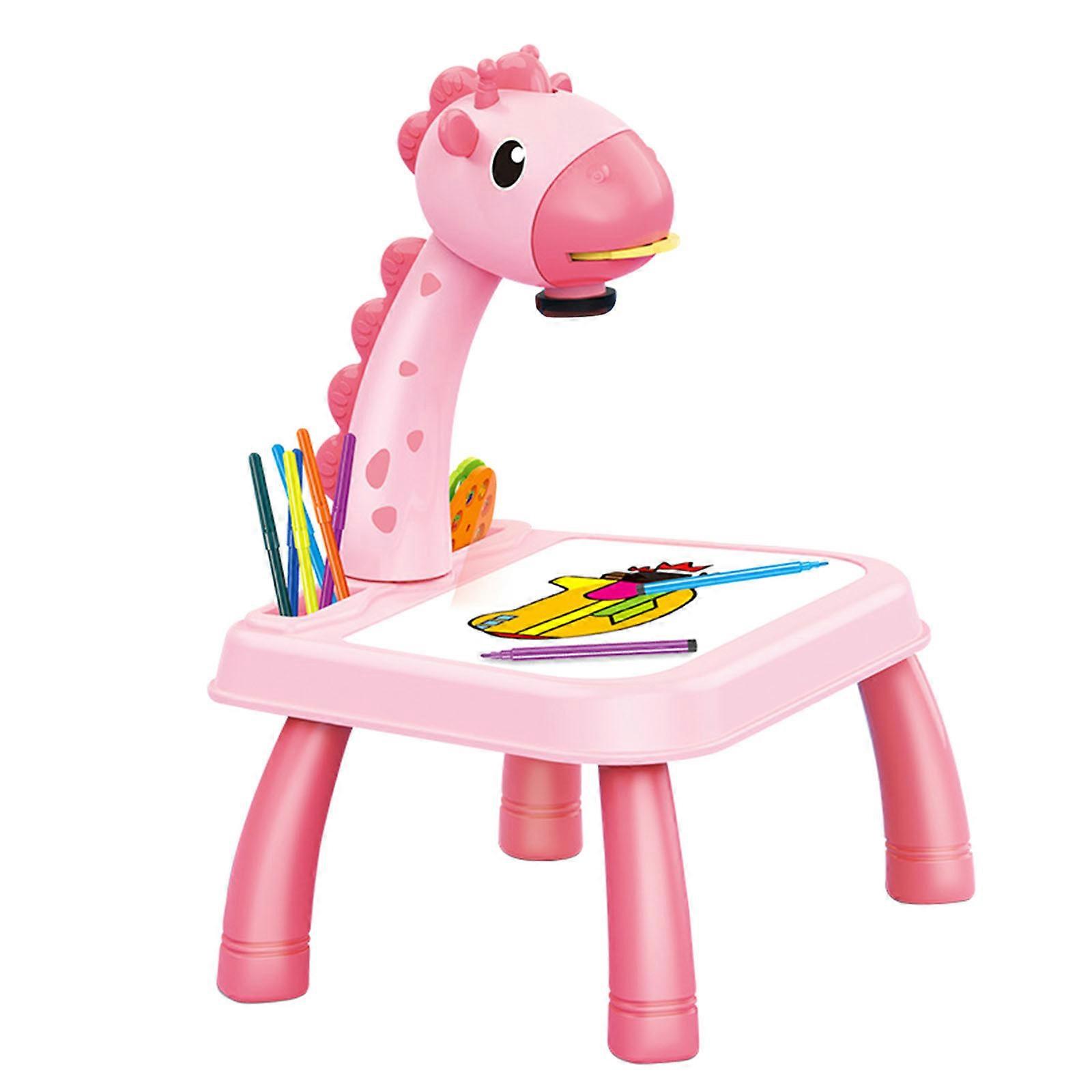 Child Giraffe Style Projector Desk With Light Learning Painting Machine Toy 5ML Unisex