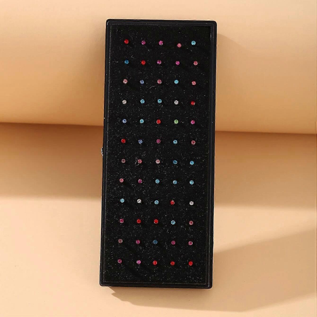 60 Boxed Colorful Diamond-encrusted Nose Studs, Lip Studs, Body Jewelry, Body Piercing Jewelry