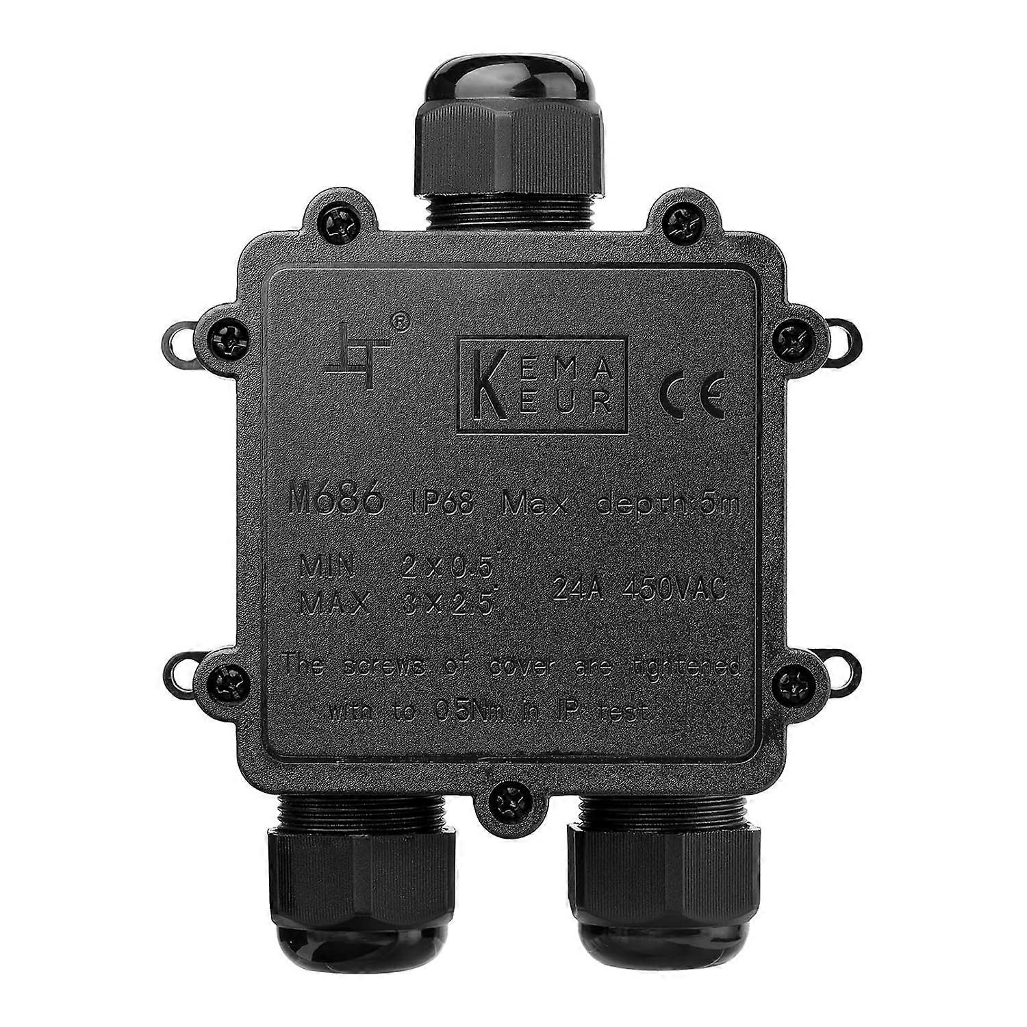 IP68 Junction Box, 3 Road Plug Line M25 Wire External Electrical Junction Box