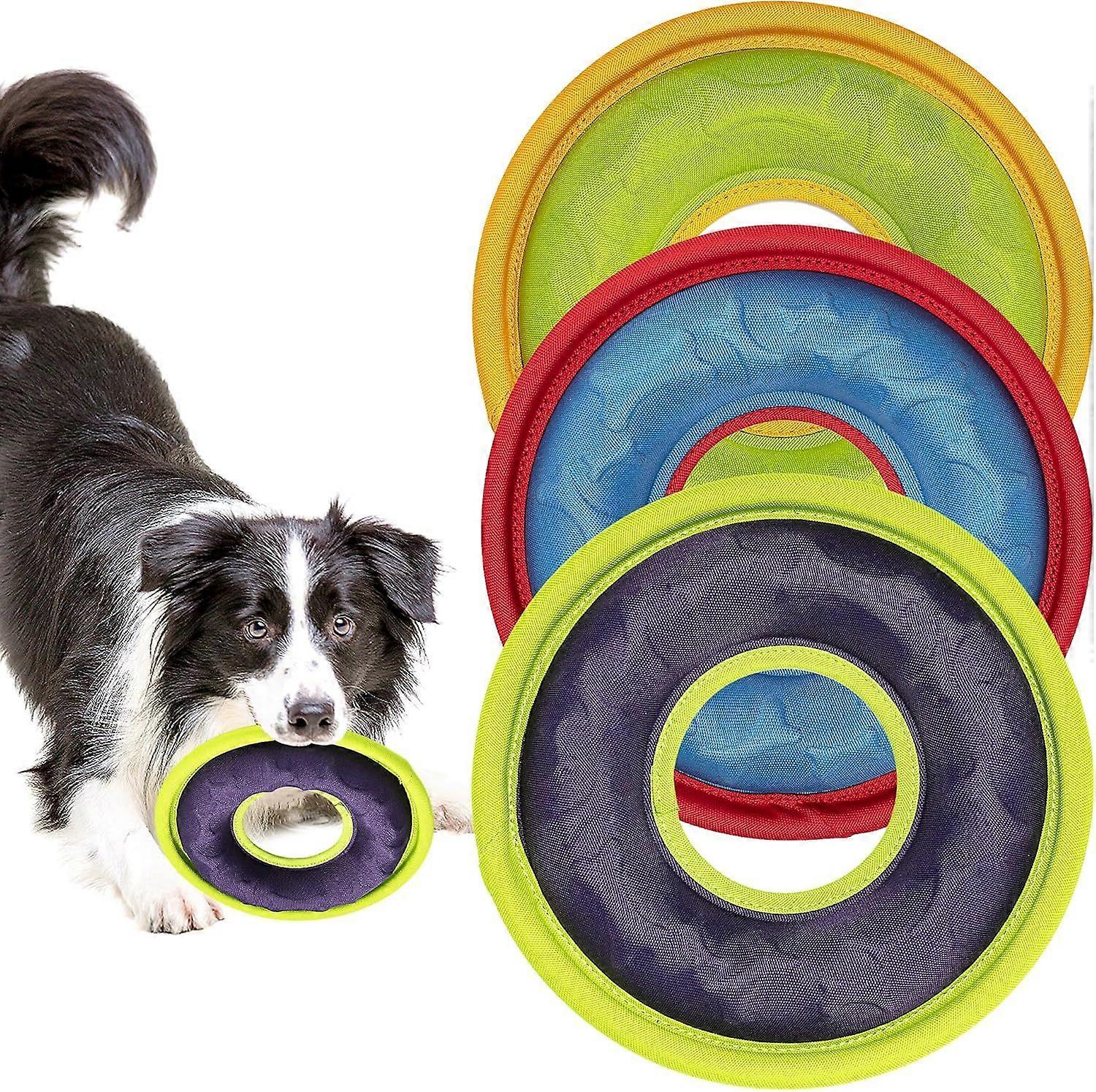3 Pcs Flying Discs, Interactive Flyer Toys, Feedable Lightweight Catch and Fetch Toys for Small Medium Large Dogs, Floats in Water & Safe on Teeth, 9.