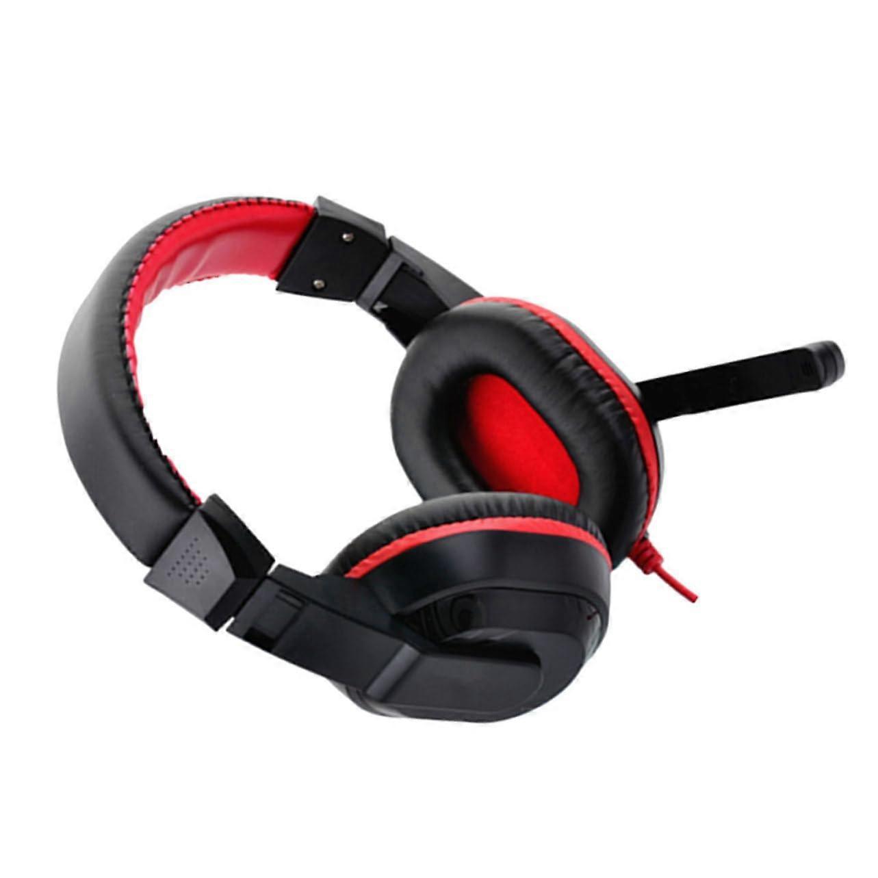 Red Stereo Headset With Built-In Microphone For PC Gaming Computers Volume Control