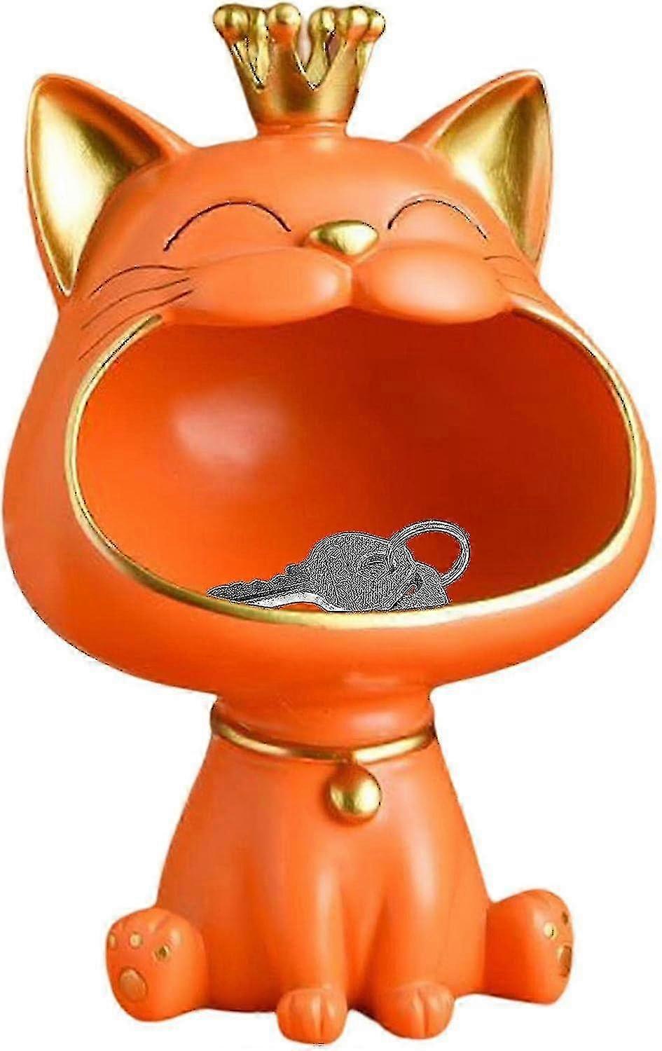 Ceramic Lucky Cat Sculpture Tabletop Decoration Box