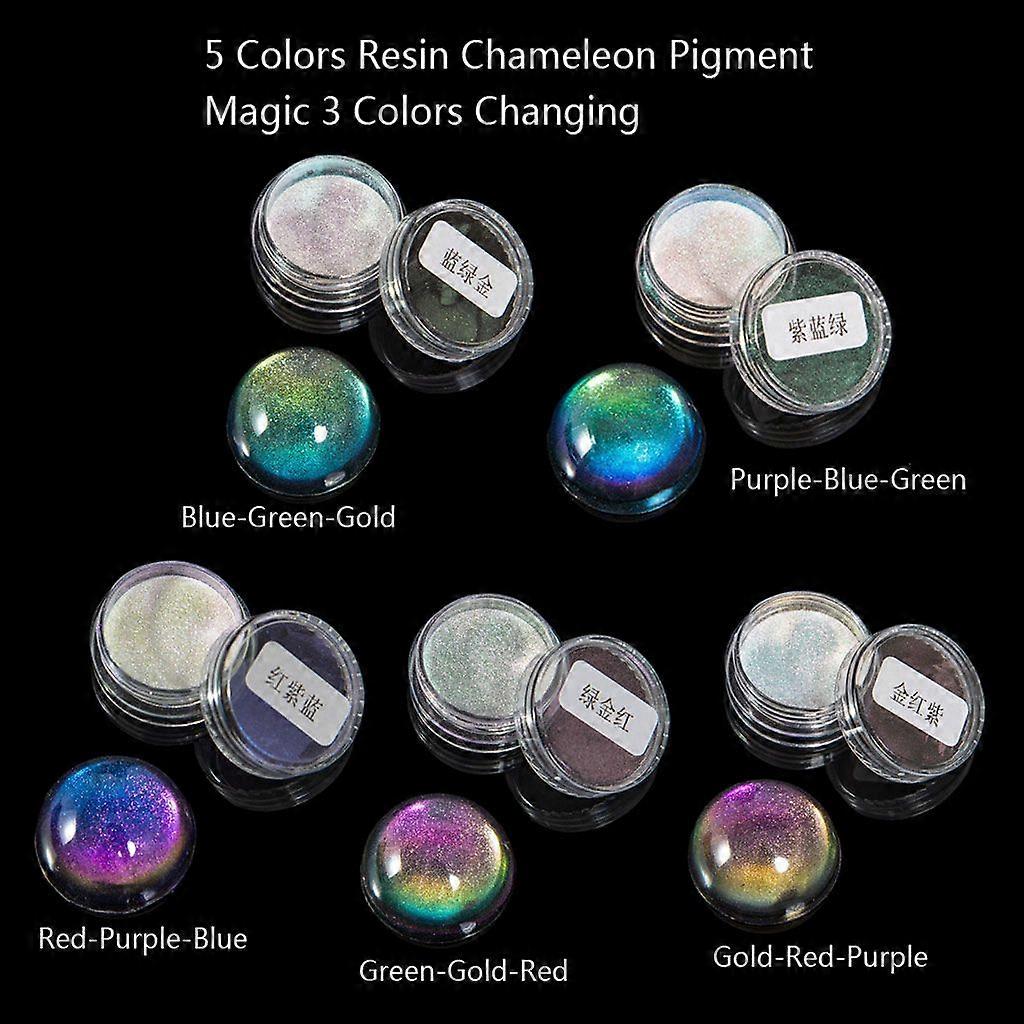 5 Color Chameleon Powder Set Color Shift Mica Powder for Epoxy Resin Slime