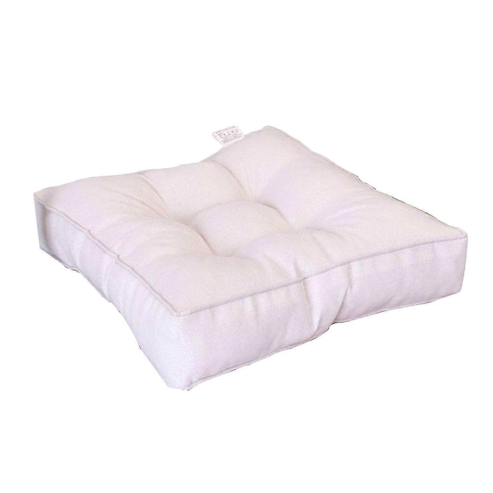 Three-dimensional Thickened Imitation Linen Cushion Custom-made Floor Cushion Bay Window Cushion Candy Color Colorful Cushion White 40*40*9cm Linen