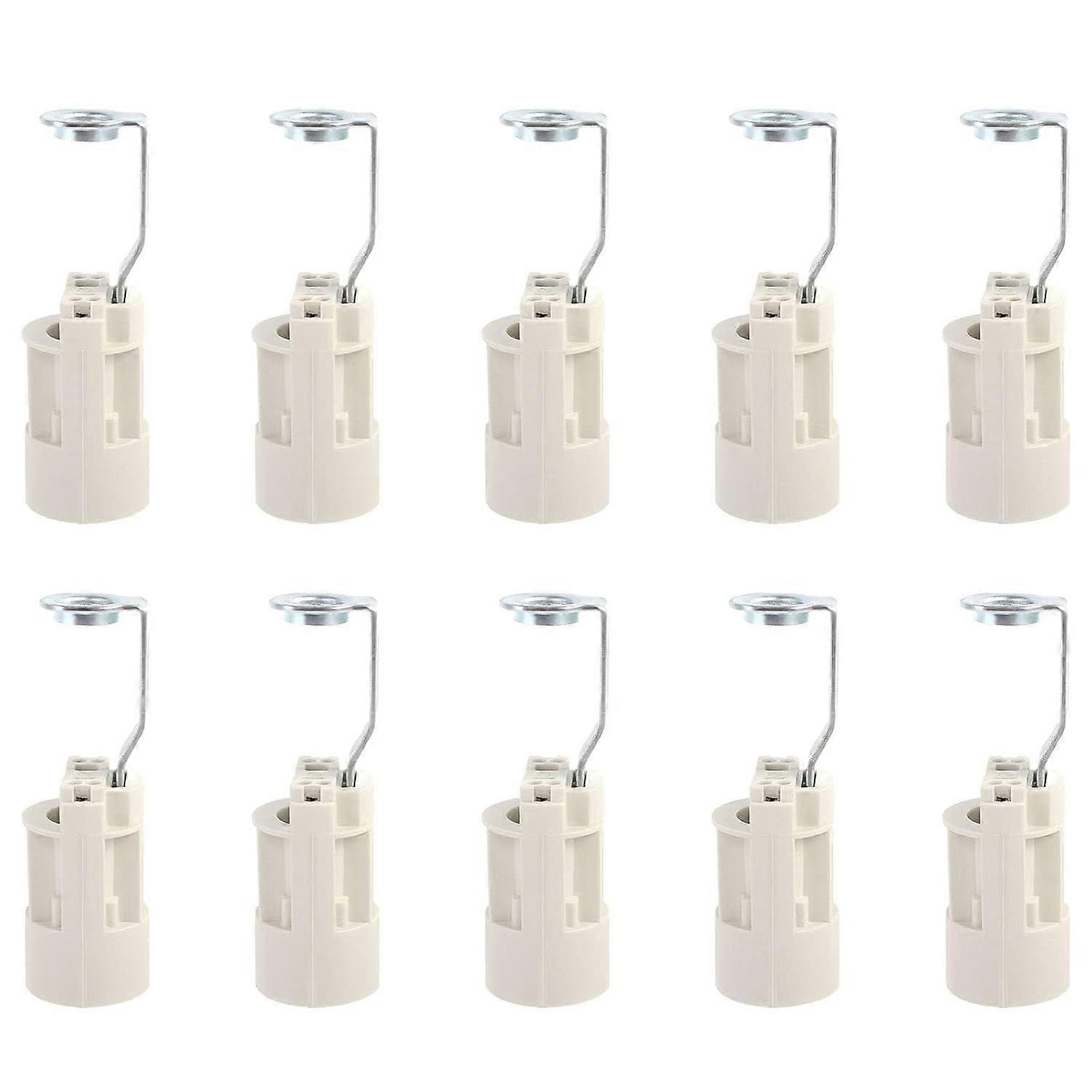 10Pcs Adjustable E14 Base LED Bulb Bayonet Socket Converter Candle Lamp Holder (White)