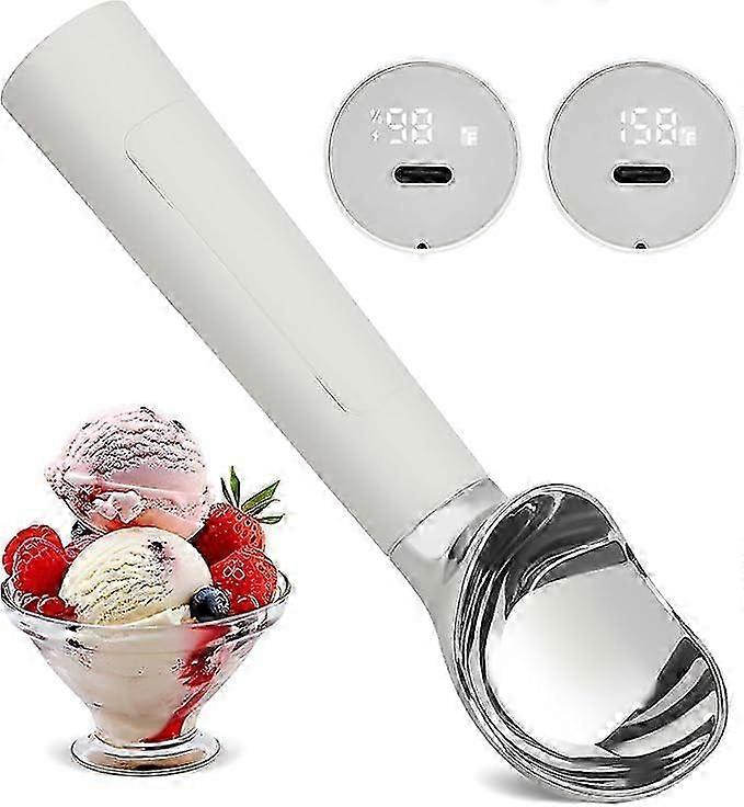 Heated Ice Cream Scoop Rechargeable Electric Self-Warming Scoop Preheats with LED Display for Easy Scooping of Hard Ice Cream
