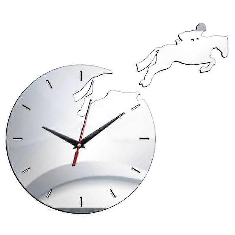 3D DIYファッションミラー壁掛け時計サイレントノンカチカチ馬用バッテリークォーツ時計時計bedr用