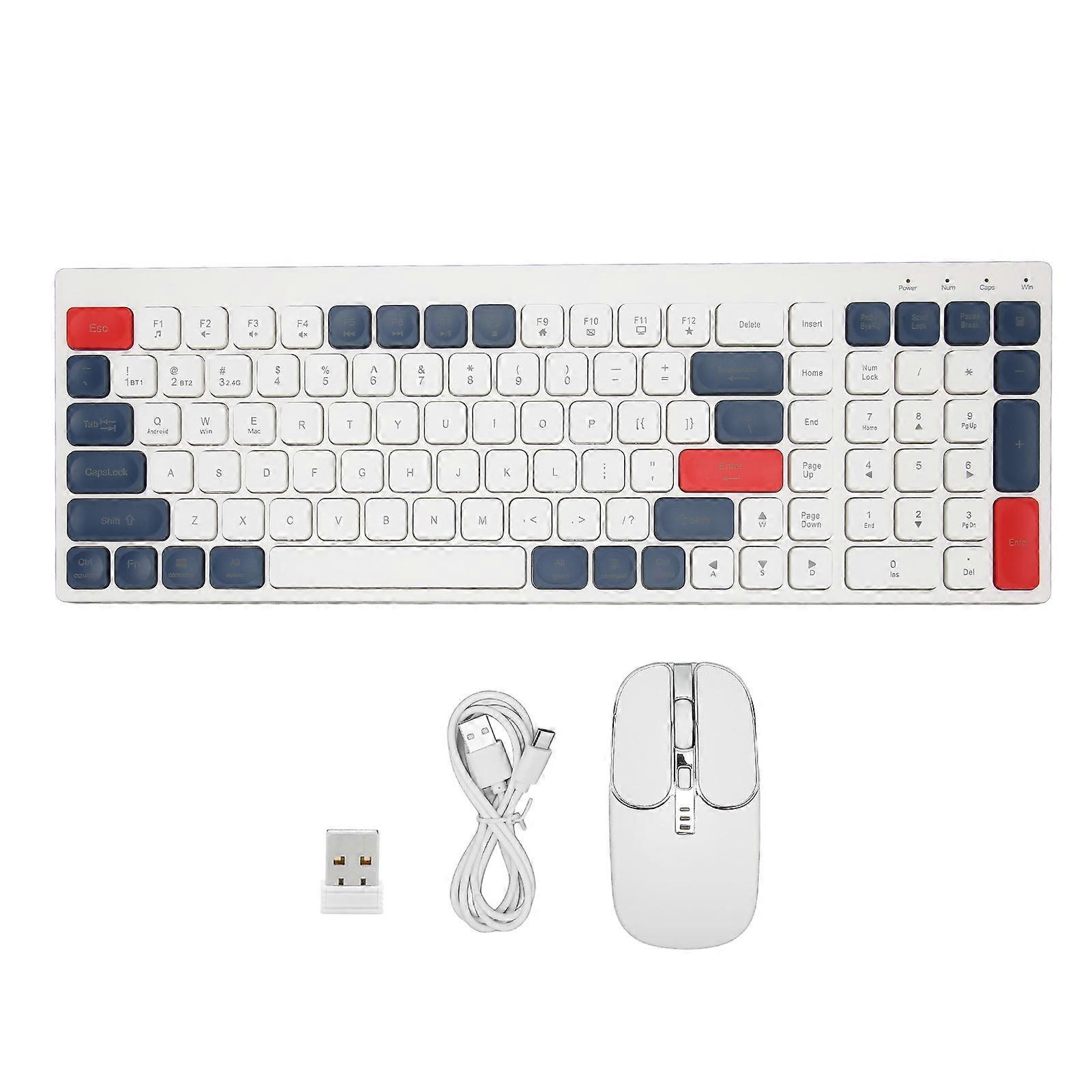Combo 2.4G Wireless Round Keycaps Ergonomic Type C Charge Keyboard and Mouse for Phone Tablet Office