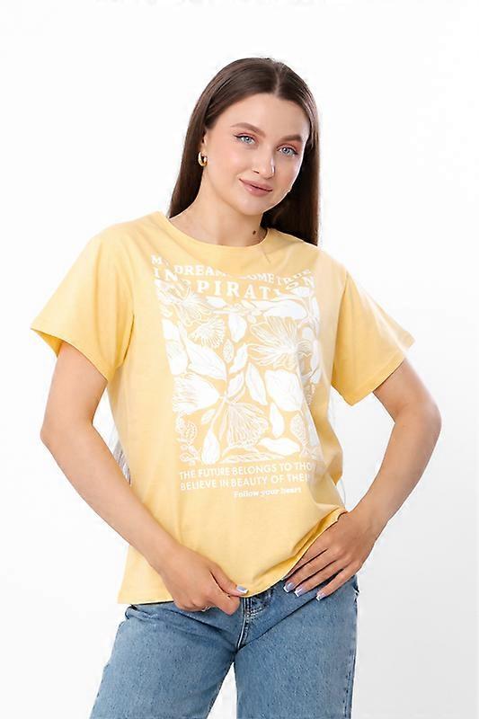 Camiseta feminina de algodão oversize – malha leve com estampa floral e ajuste relaxado, verão, HC 8127-001-33-1