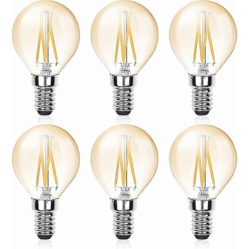 個 E14 LED フィラメント G45 電球、4W (40W 相当)、E14 調光可能燭台、琥珀色の輝き、ビンテージ クール ホワイト 6000K 電球、SZRH