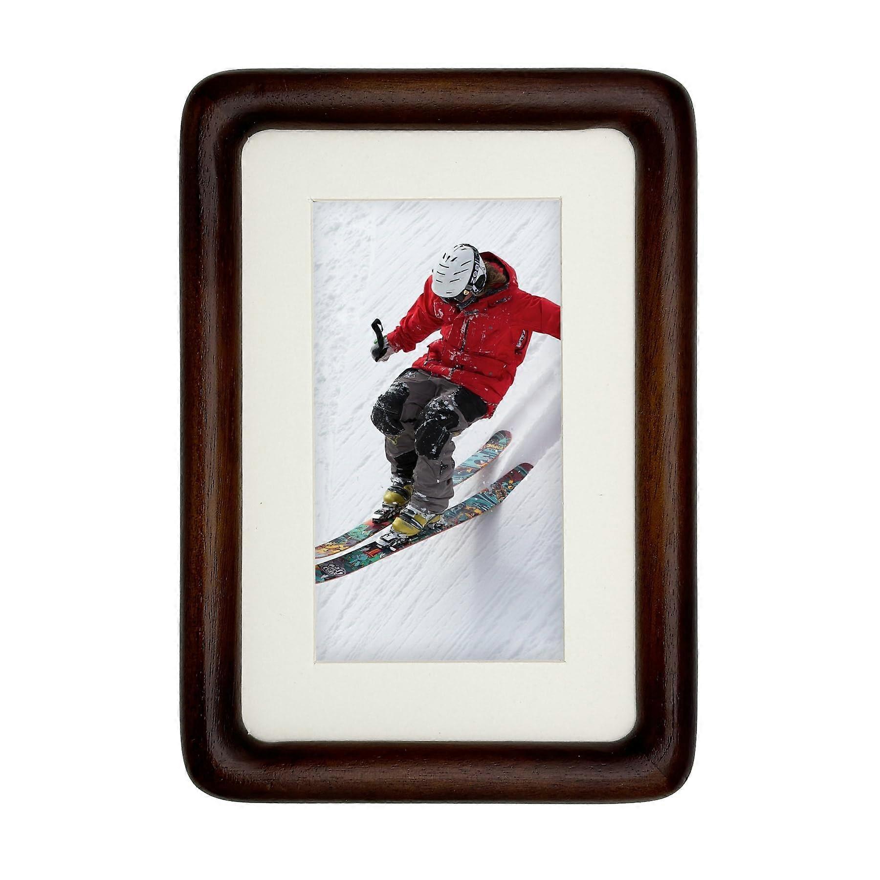4x6 Wood Picture Frame With Mat Walnut Finish Holds 3x5 Or 4x6 Photos Vertical Or Horizontal Natural Solid Wood