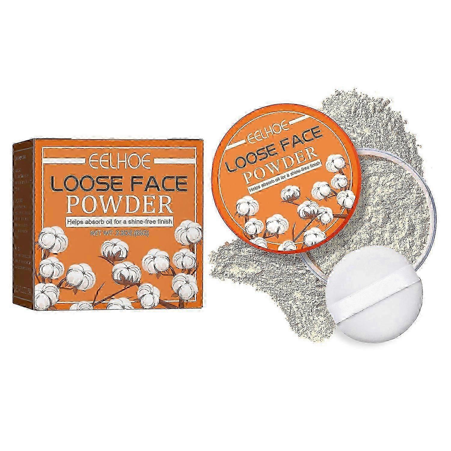 EELHOE بودرة سائبة ، تتلاشى الخطوط الدقيقة ، مقاومة للماء ، مقاومة للعرق ماكياج خافي عيوب طبيعي كامل