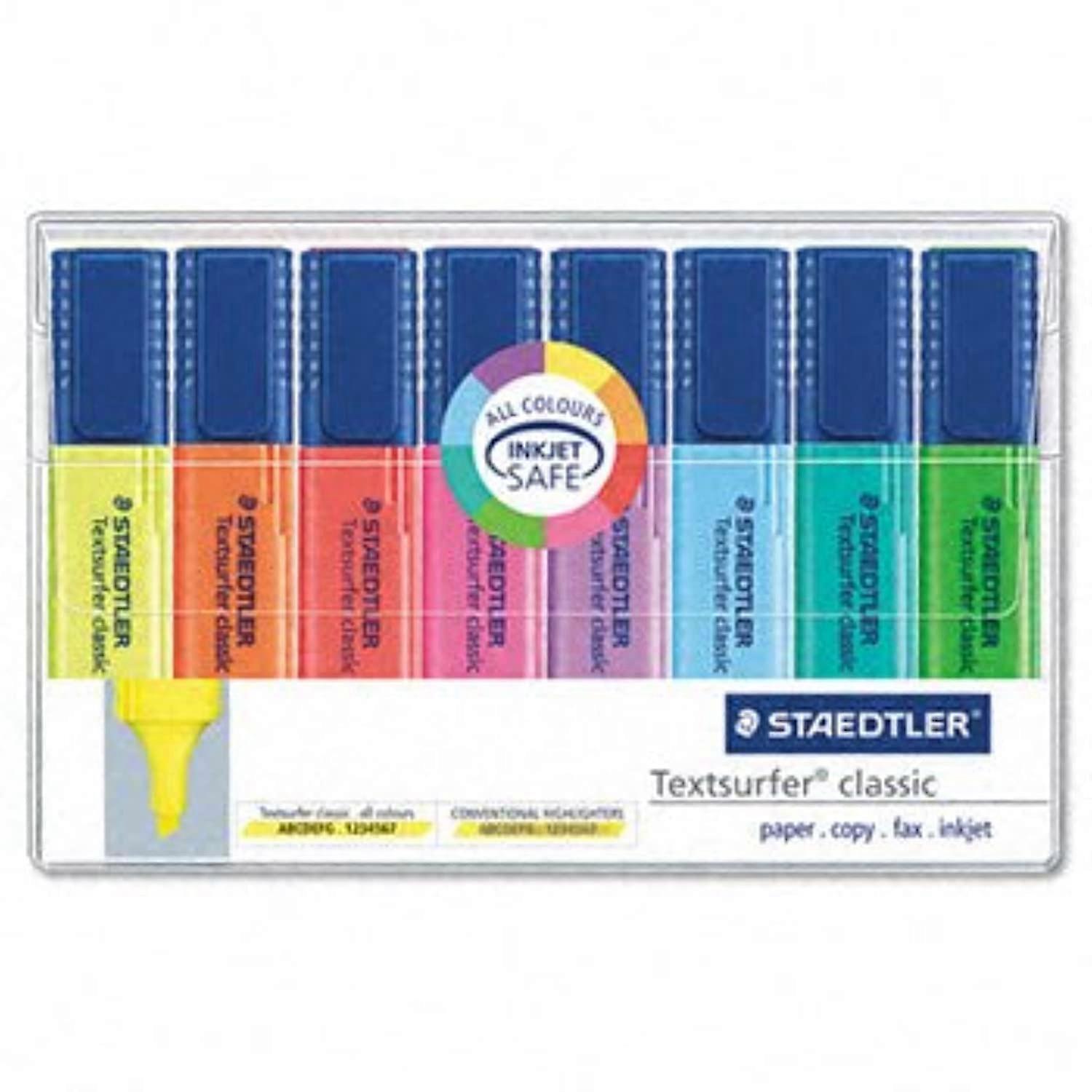 Textsurfer Classic Highlighter, Chisel Tip, Blue/Green/Orange/Pink/Purple/Red/Turquoise/Yellow, 8 per Set (364WP8)