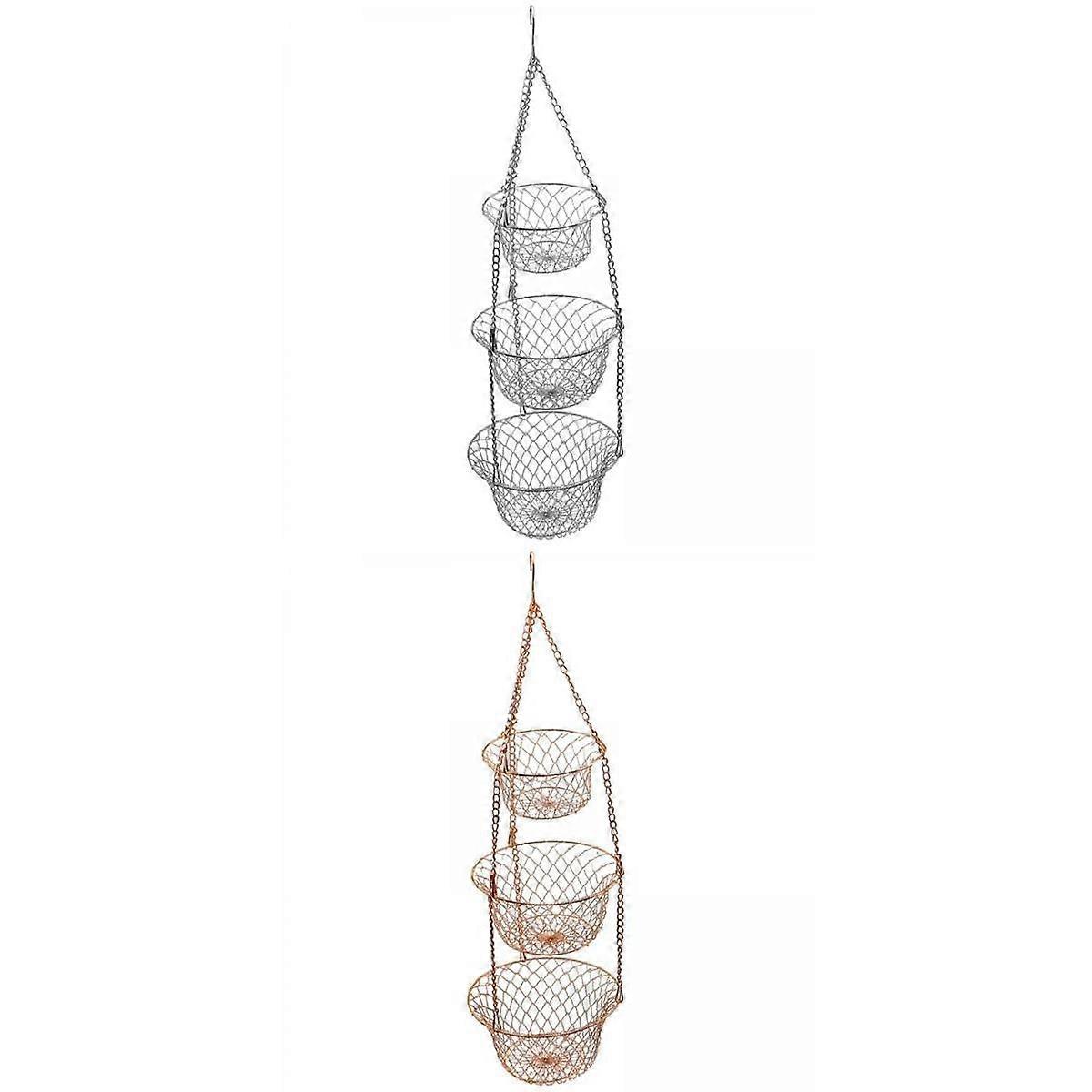 2x Fruit Vegetable Basket Fruit Hanger Storage Kitchen Organizer