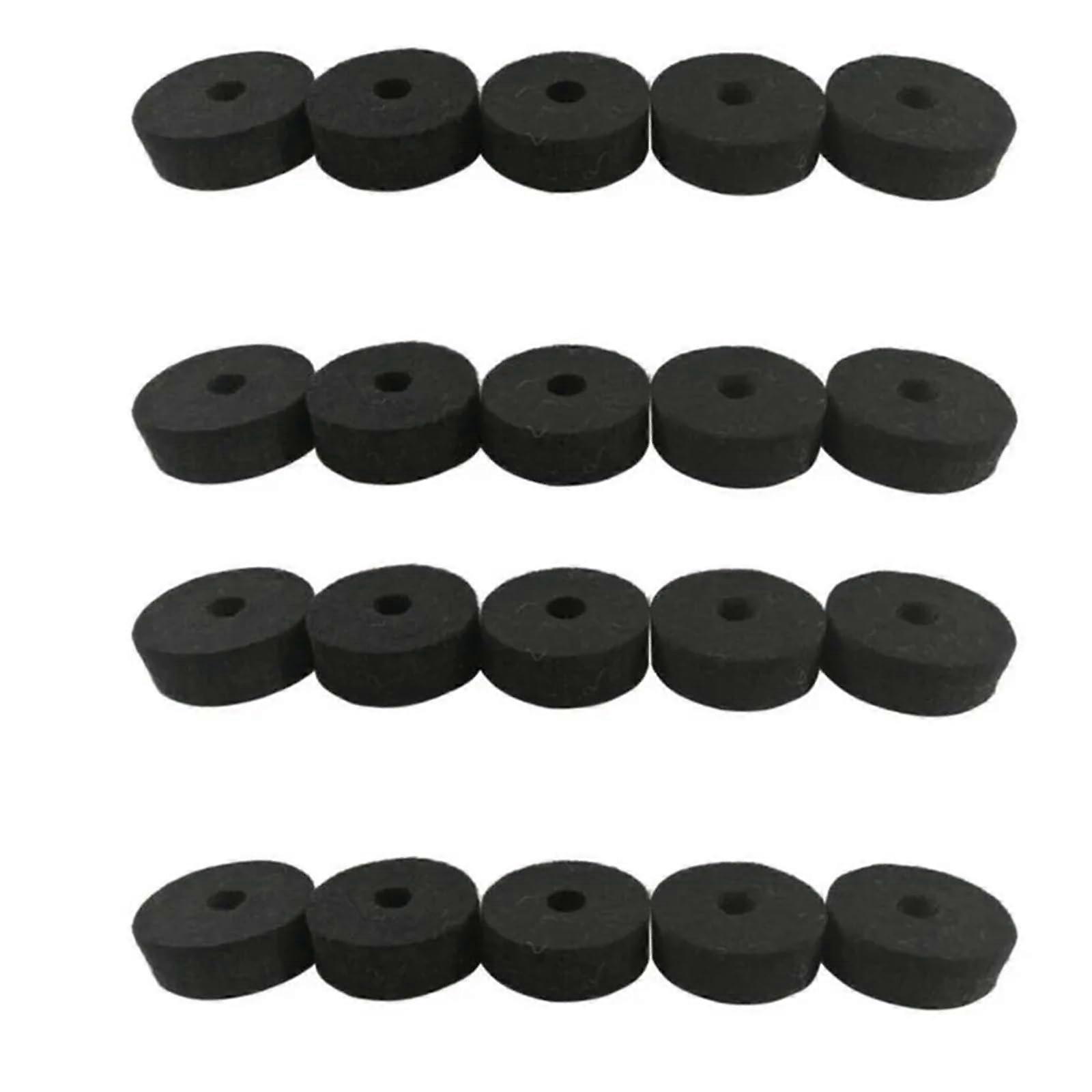 20 Pcs Foam Cotton Cymbal Stand Felts Washers Percussion Drum Kit Accessories Inner Dia.10mm Clutch Felt Drum Parts Set (Color : Black)