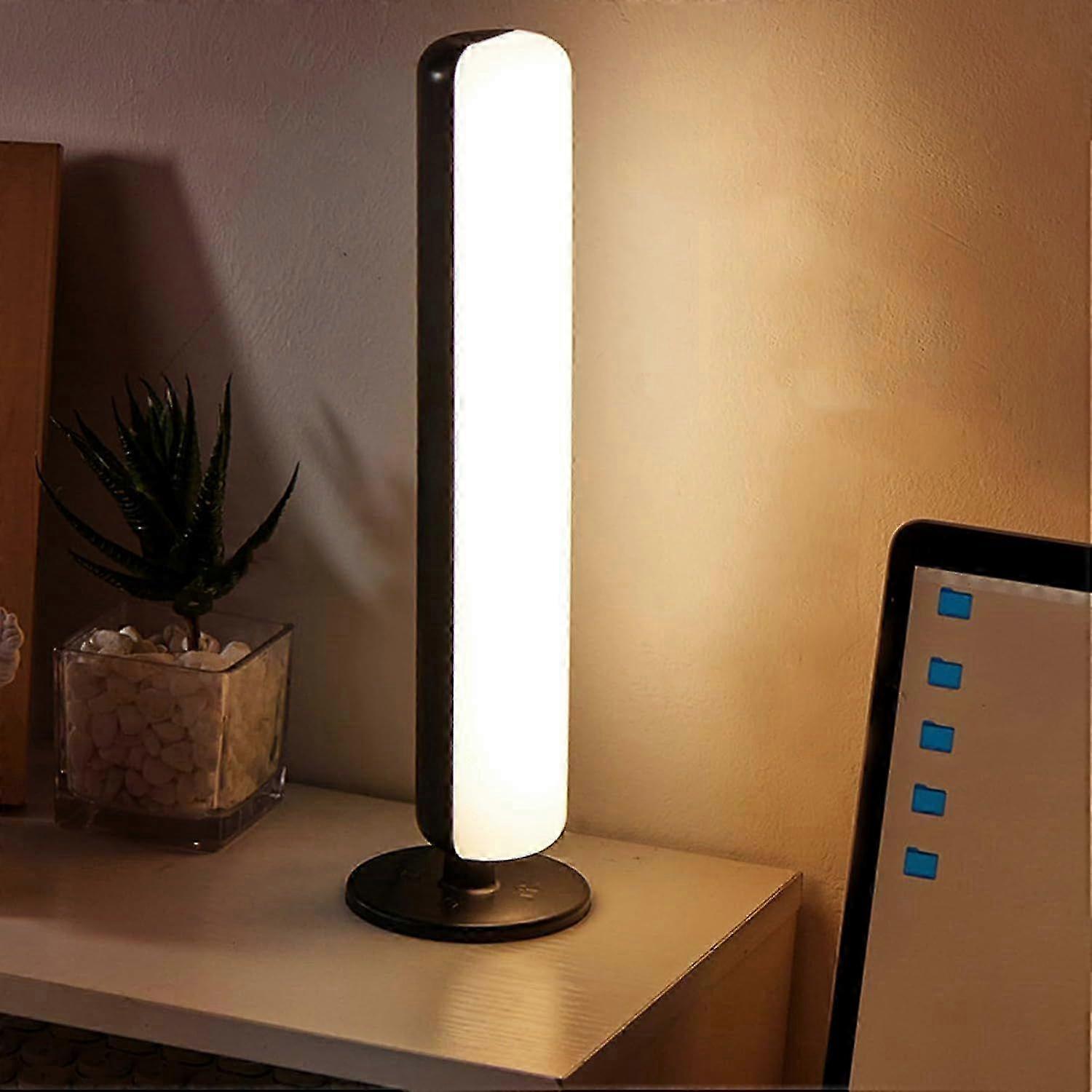 Smart Voice Control Night Light with Base, 4-Level Brightness, Rechargeable Bedside Lamp, Battery-Powered Reading Desk Light