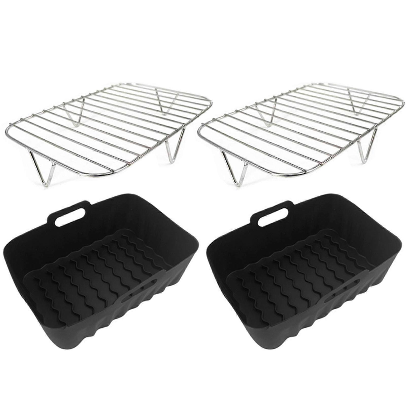 Heißluftfritteuse-Pads Grillrost aus Metall Silikon-Heißluftfritteuse-Tablett Silikon-Backeinlagen Silikonkorb Perfekt für Heißluftfritteusen