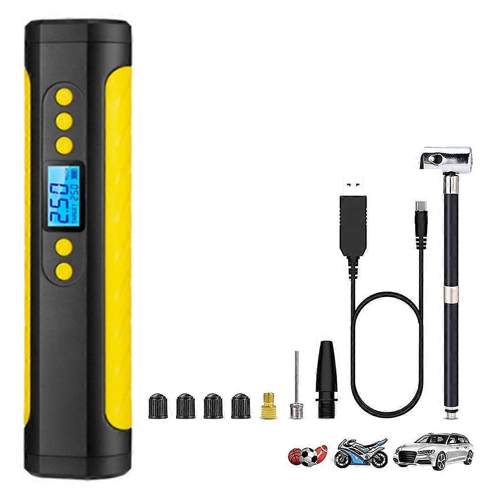 Portable Air Compressor Mini Inflator Electric PumpEmergency Tire Inflator with LCD Display LED Lightmobile power2000mAh Rechargeable Li-ion Batteryd 