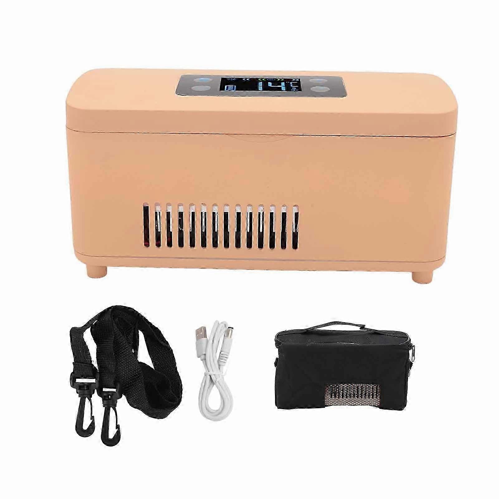 Insulin Cooler Case Rapid Cooling Display Screen Large Capacity Portable Insulin Cooler Travel Box Gold