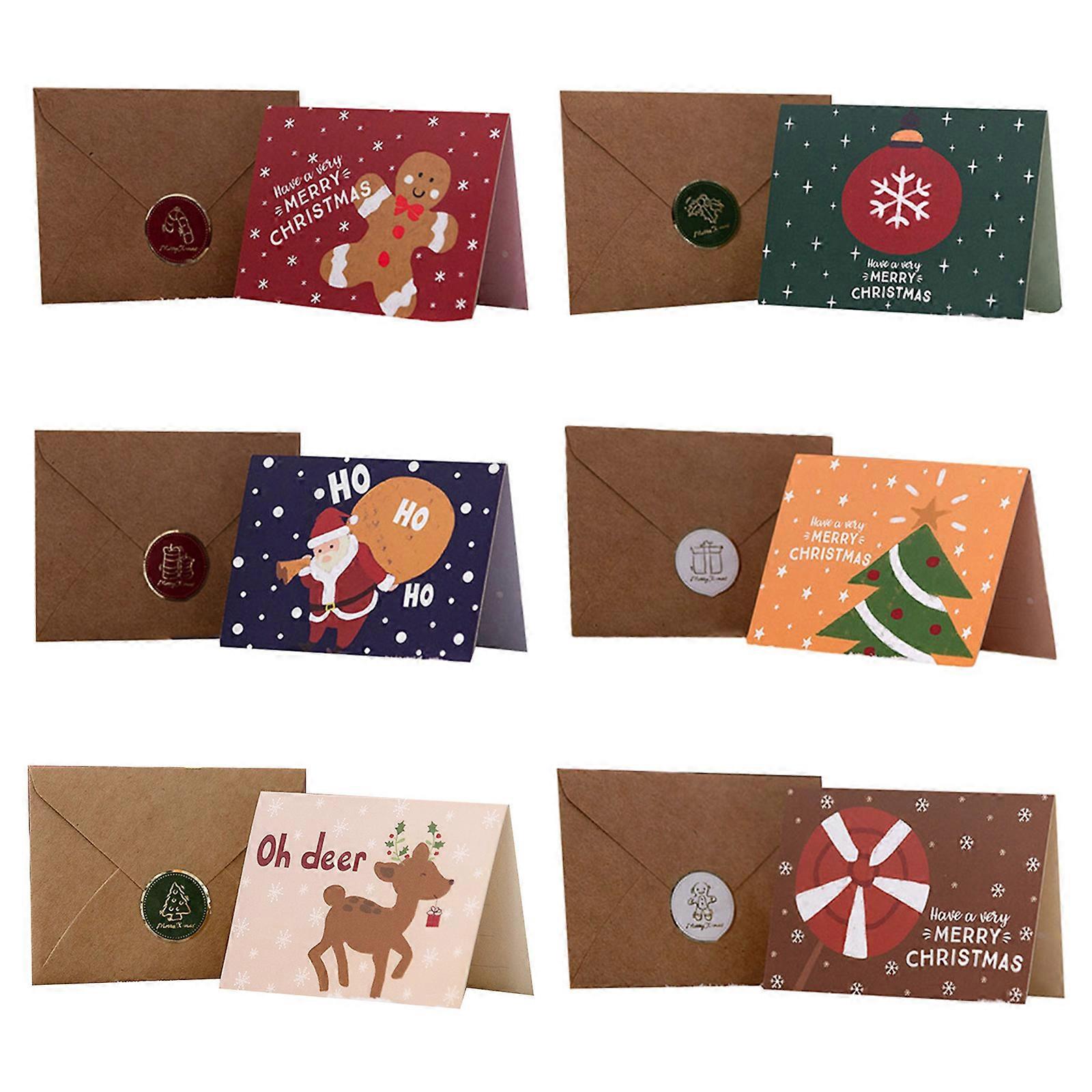 6 Weihnachtskarten mit Umschlägen, mehrfarbig