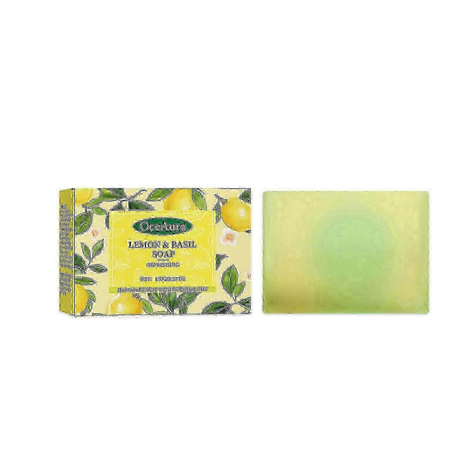 Lemon Refreshing Basil Soap Gently Cleanses Skin, Refreshing Pores, Tender Body Soap For Refreshing Bath