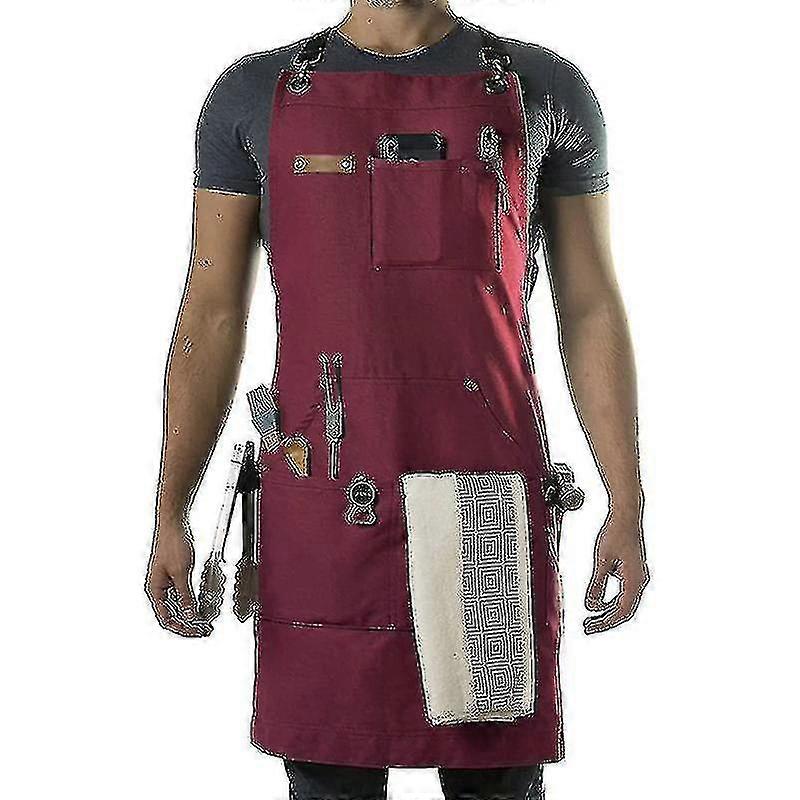 Durable BBQ And Chef Apron With Bottle Opener And Hand Towel - Crafted From 10oz Cotton Canvas, Features Brass Hardware And Cross Back Strap