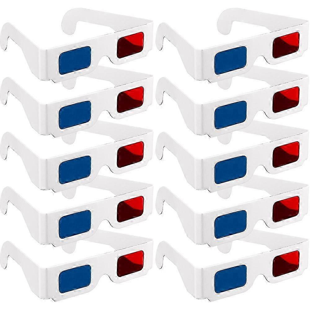10 Pairs Universal Anaglyph 3D Glasses - Red Blue Cyan Compatible with Various Brands - Made of Paper Material