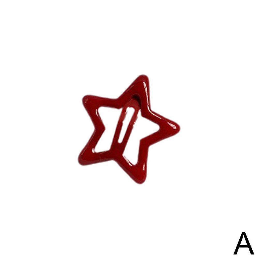 Red oil drop #star clip (A) $ red bb clip lucky red five-pointed star hairpin side clip