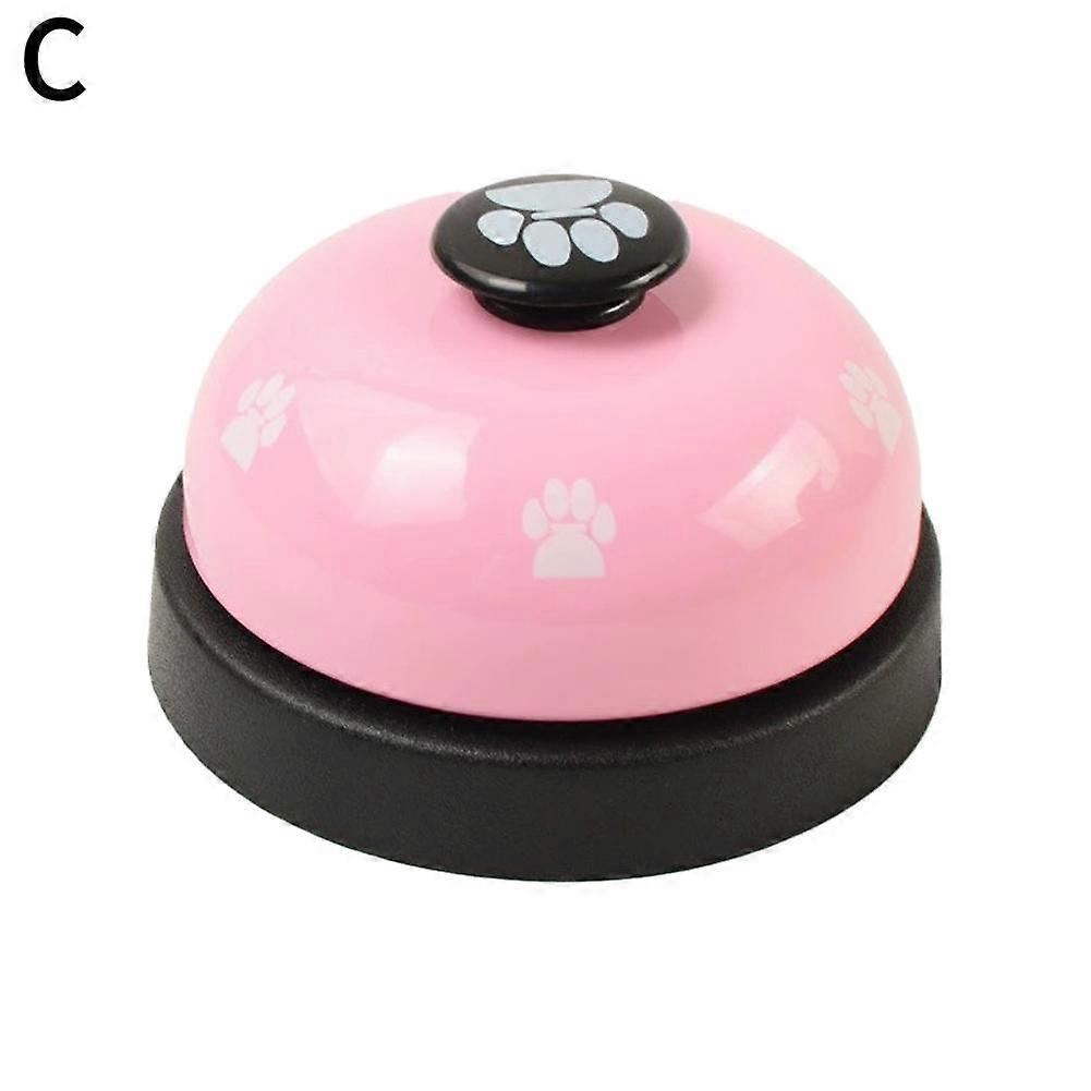 Pink + black button (C)$Dog bell pet supplies trainer metal sound bell cat and dog order bell dog footprints intellectual toy