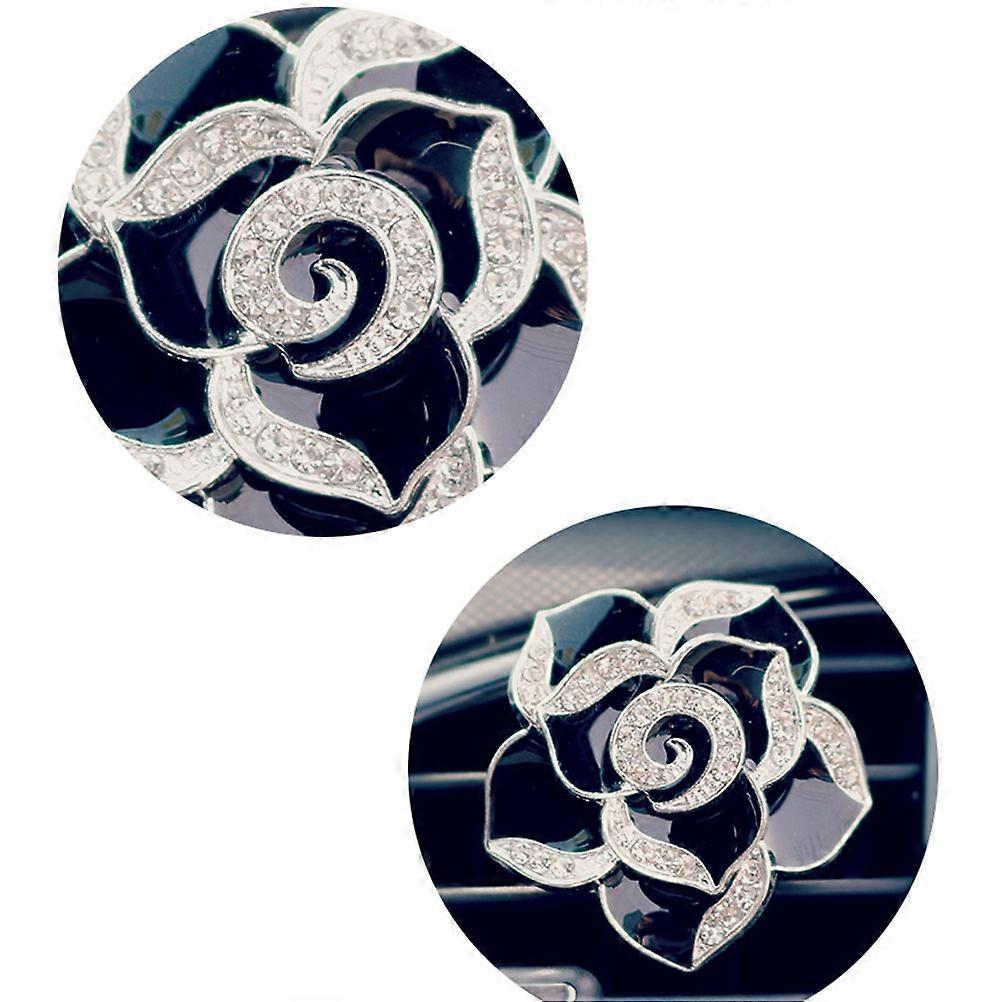 Rhinestone Camellia Car Vent Clips, Functional Fragrance Holders for Vehicles