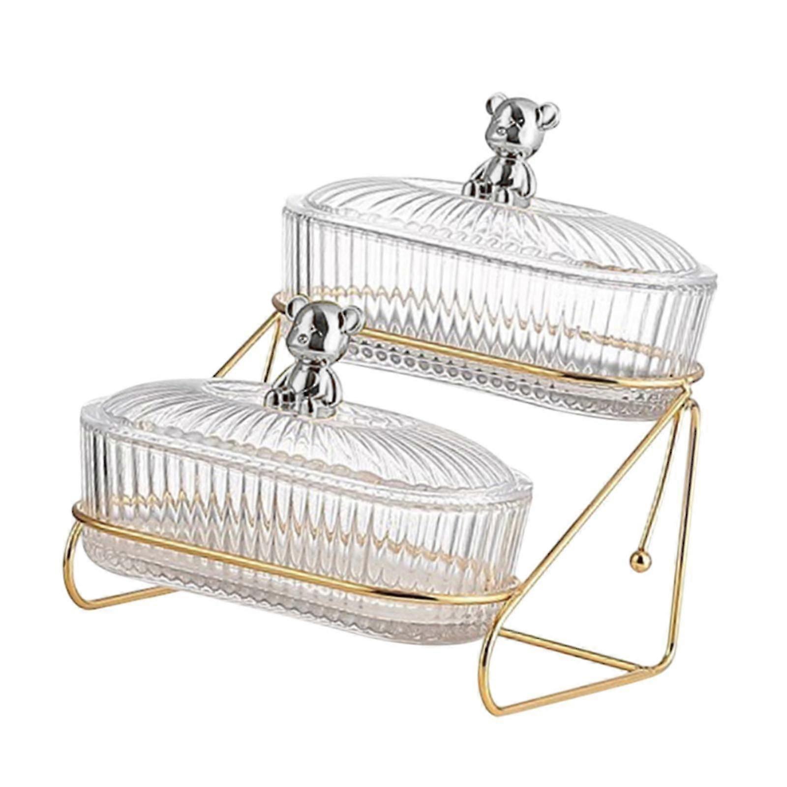 Transparent 2-Tier Dried Fruit and Snack Dish Organizer for Family Gatherings and Candy Display