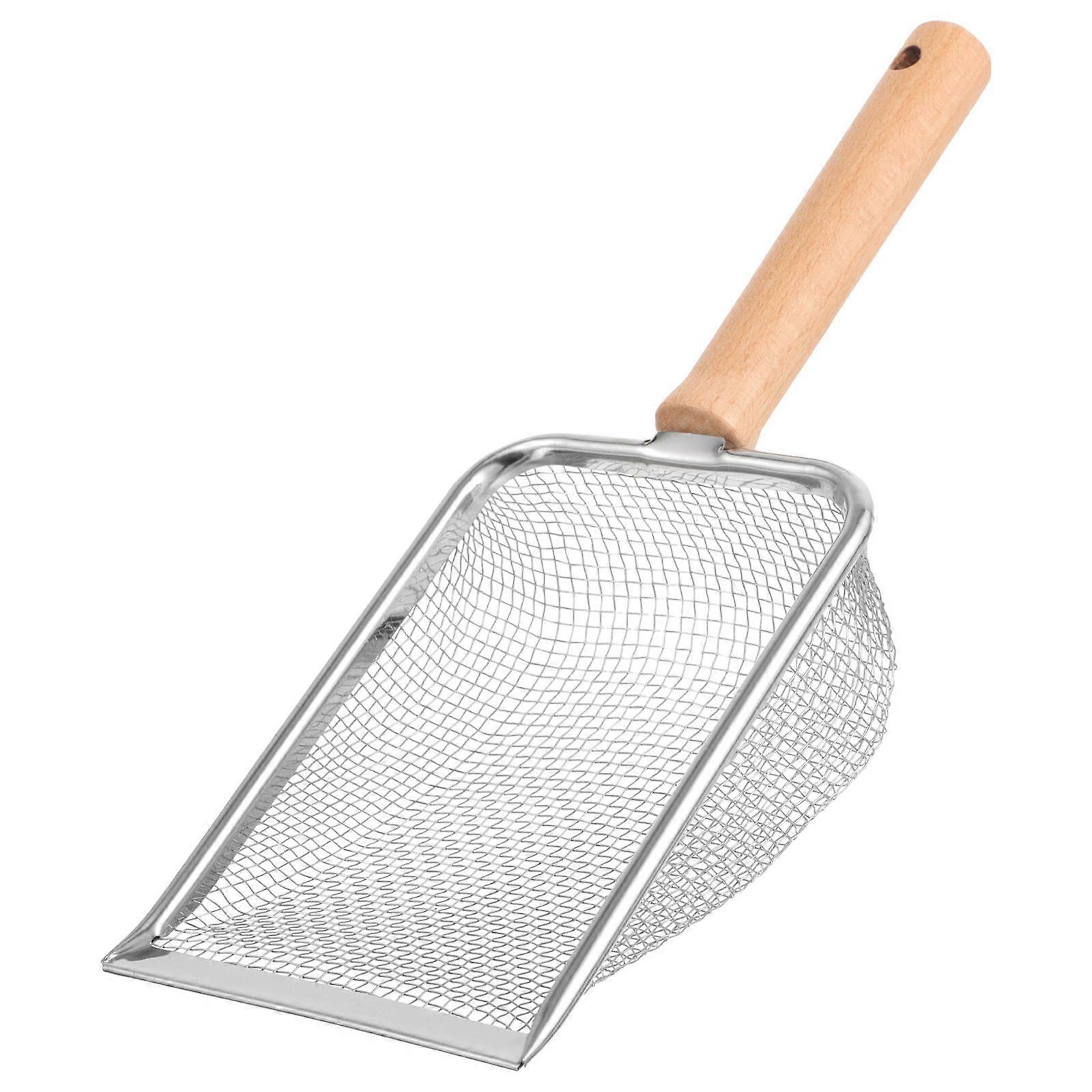 Pet Reptile Litter Scoop for Reptile Waste Cleanup – Durable Metal Design with Wooden Handle for Turtles, Lizards, Snakes
