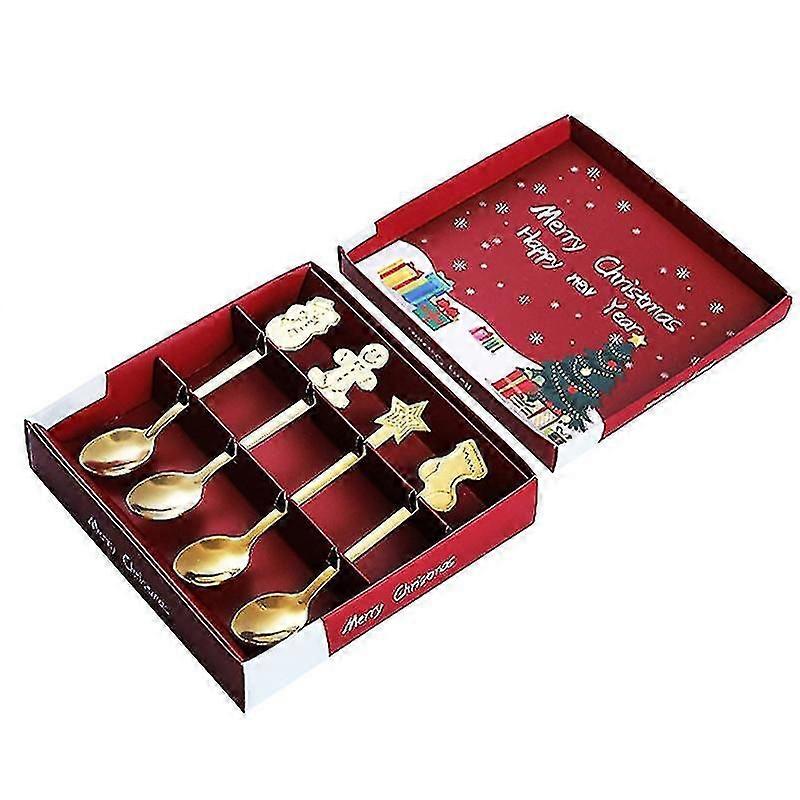 lett luksus rustfritt stål kaffeskje gull plating juledekor skje